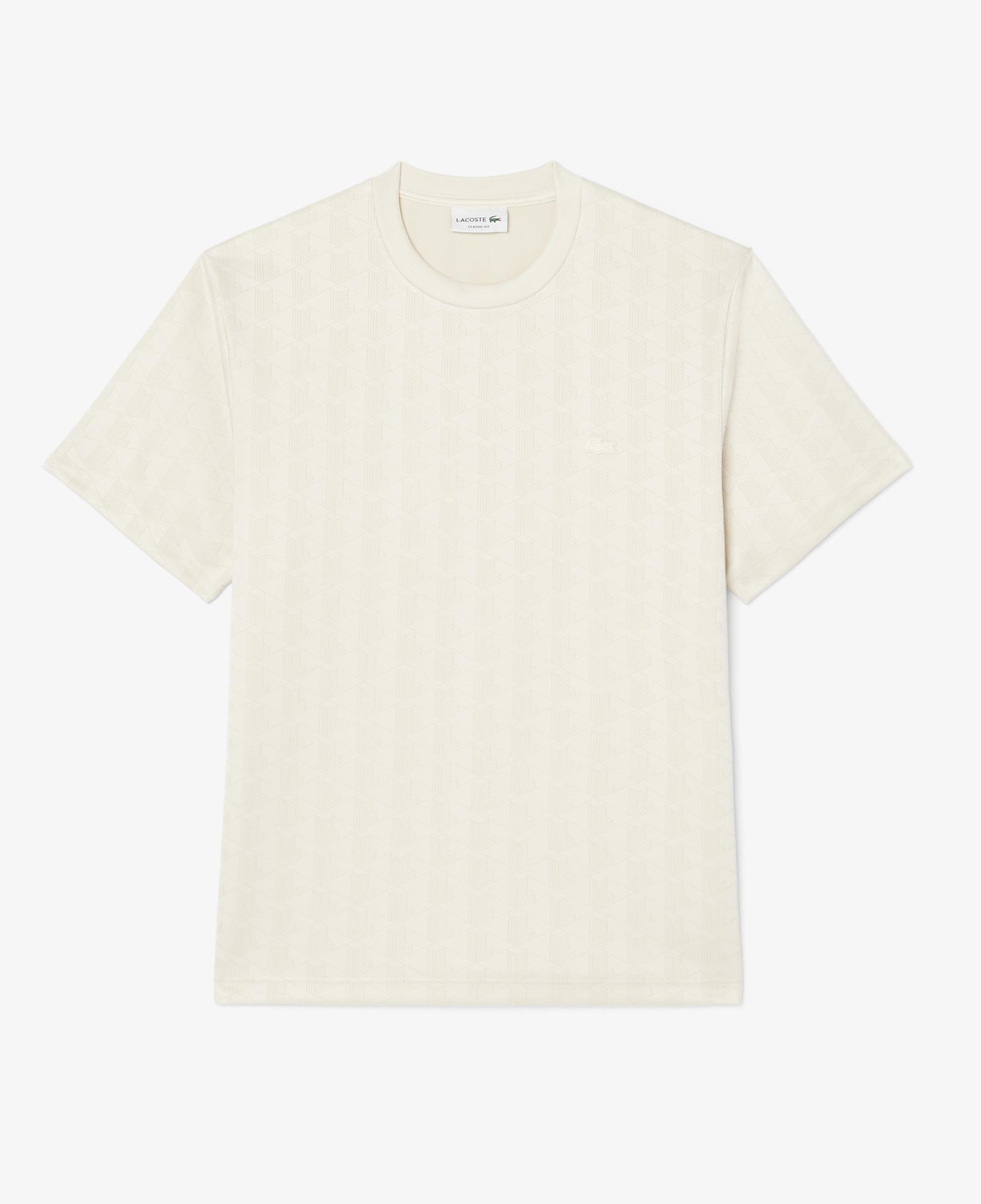 Erkek Classic Fit Bisiklet Yaka Monogram Krem T-Shirt