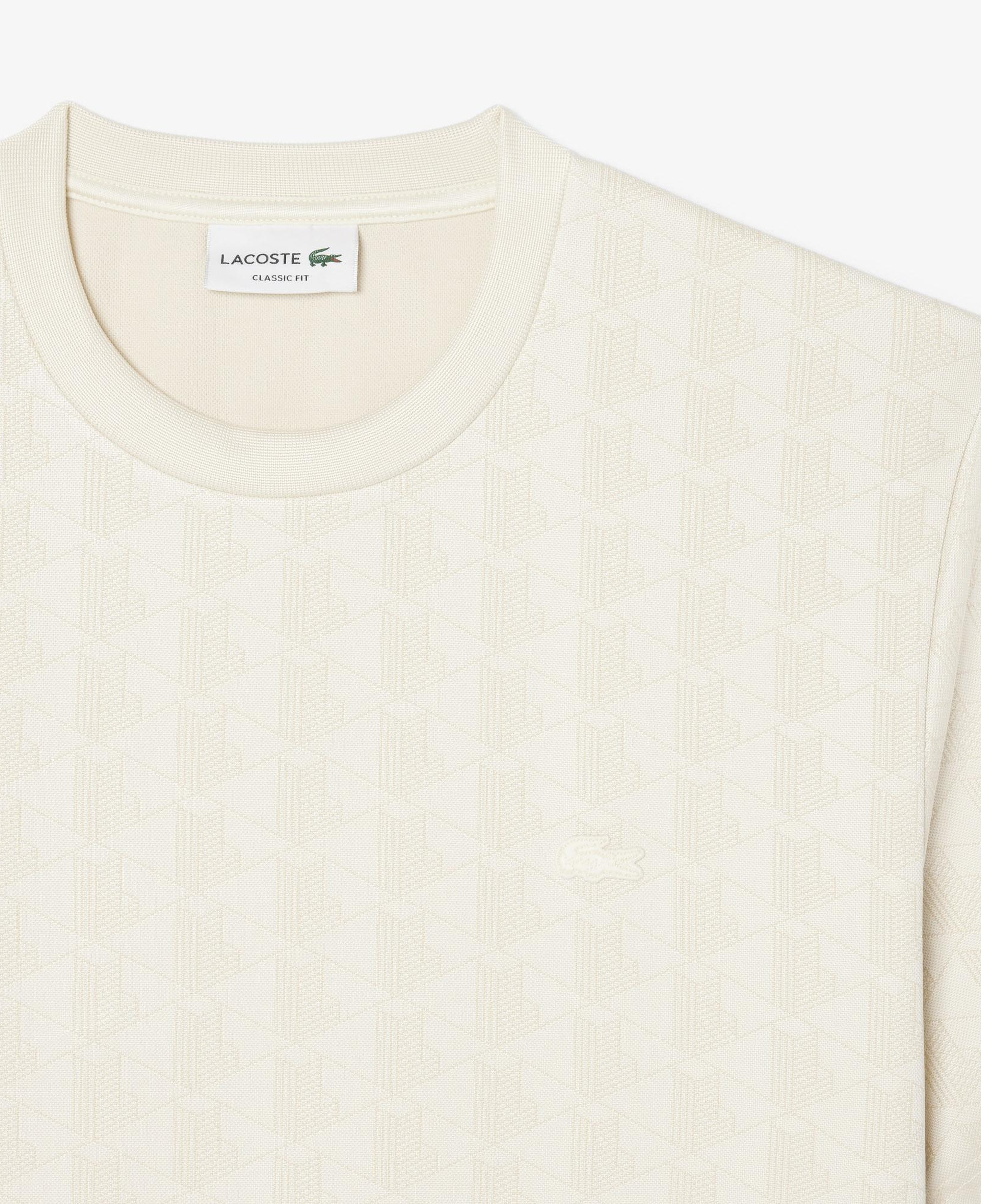 Erkek Classic Fit Bisiklet Yaka Monogram Krem T-Shirt