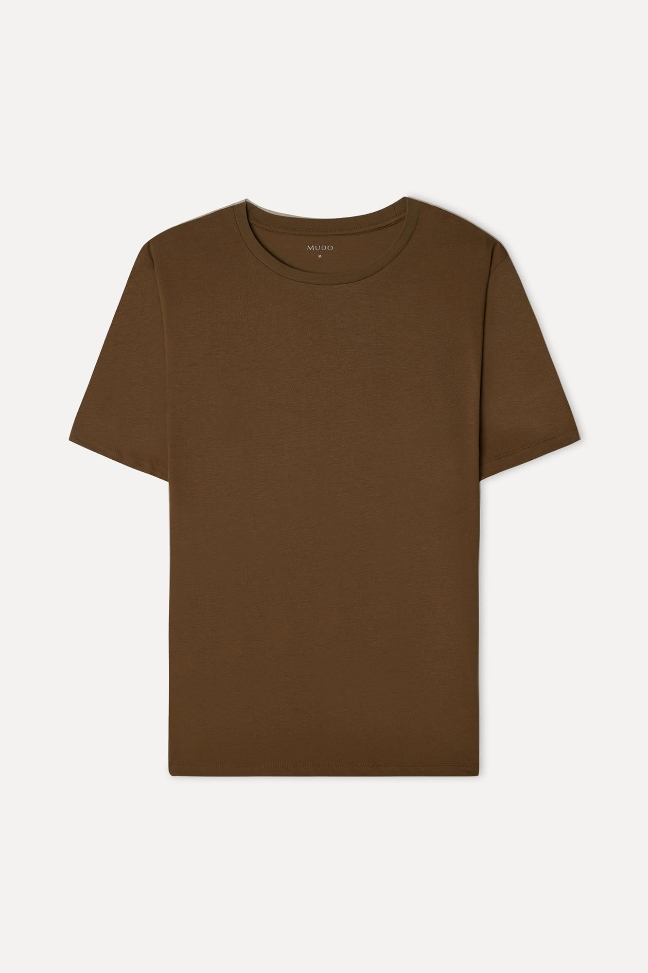 Erkek Taba Rengi Bisiklet Yaka T-Shirt