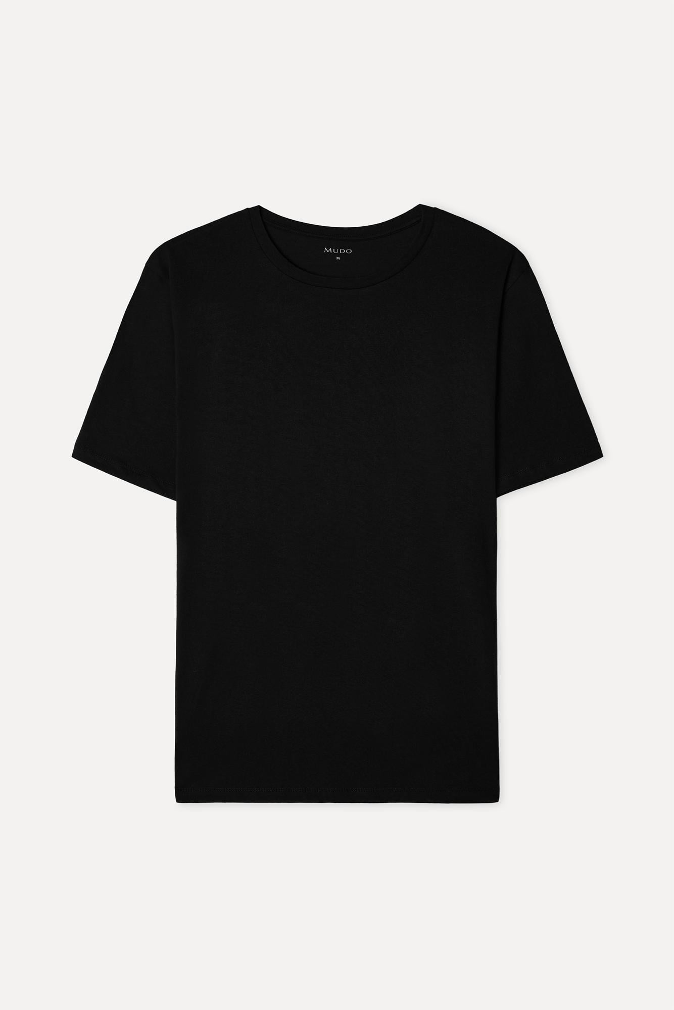 Erkek Siyah Bisiklet Yaka T-Shirt