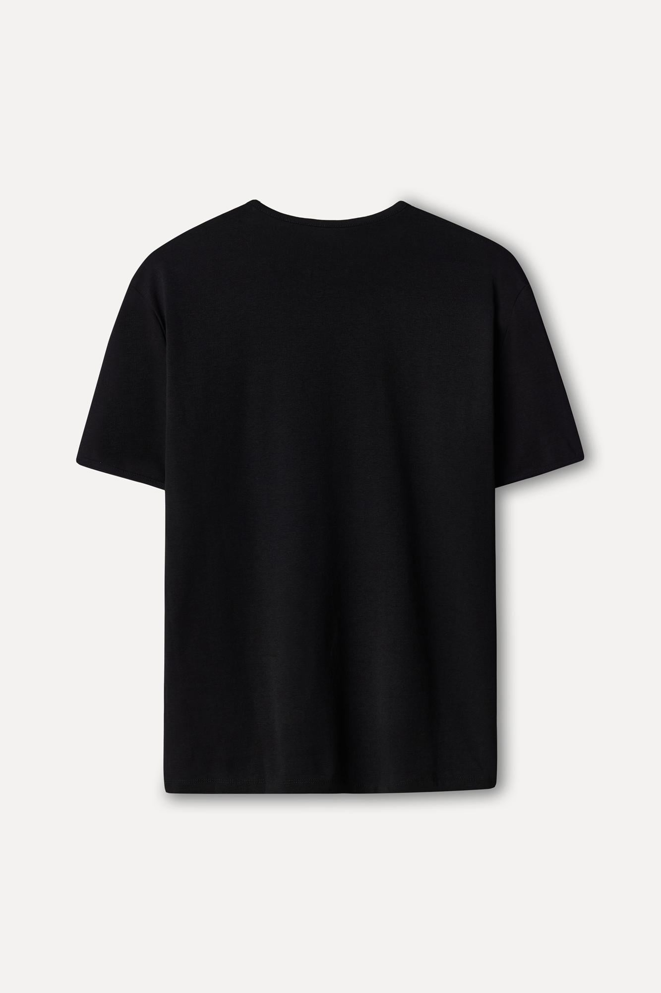 Erkek Siyah Bisiklet Yaka T-Shirt