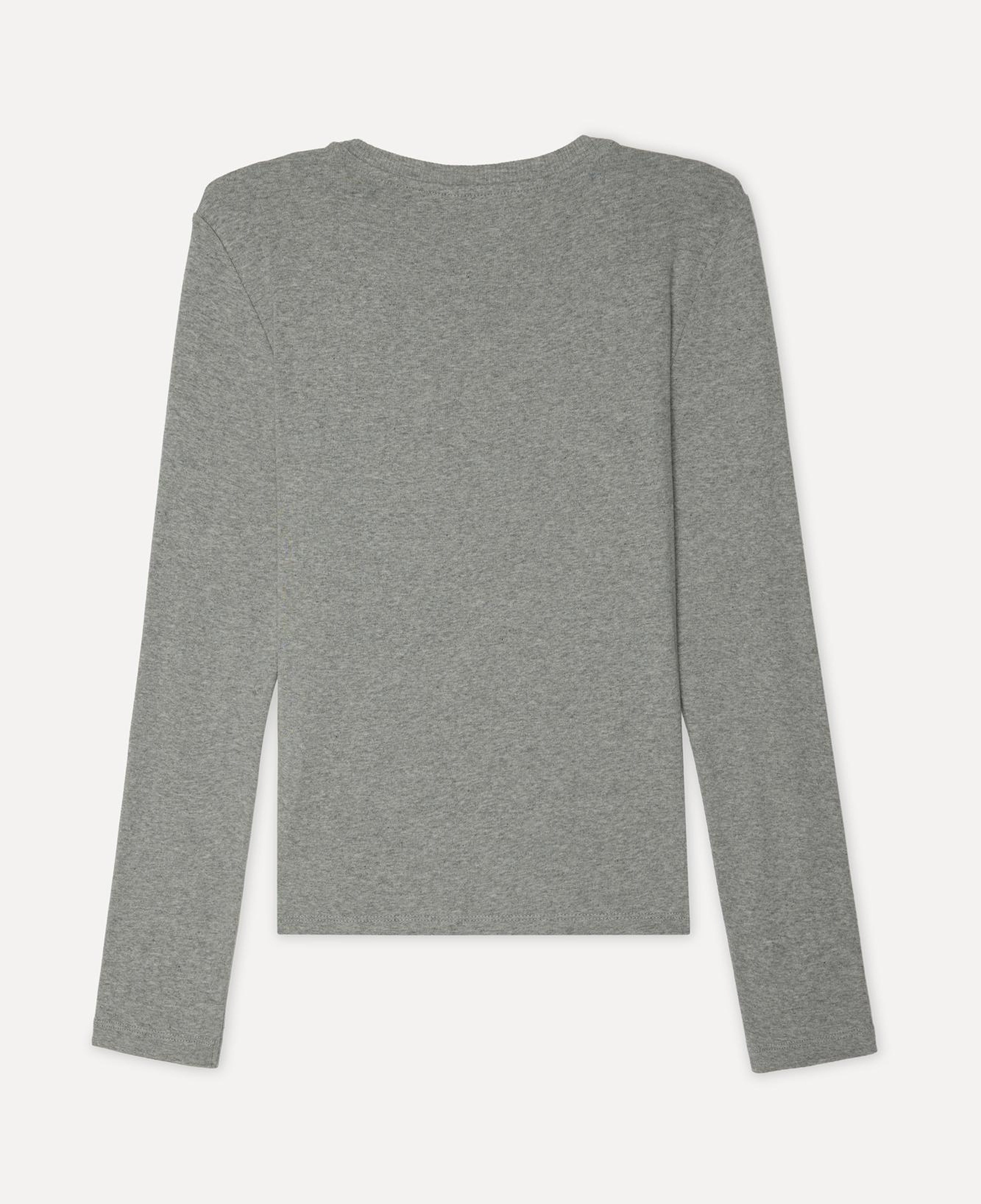 Kadın Gri Melanj Bisiklet Yaka Uzun Kollu T-Shirt