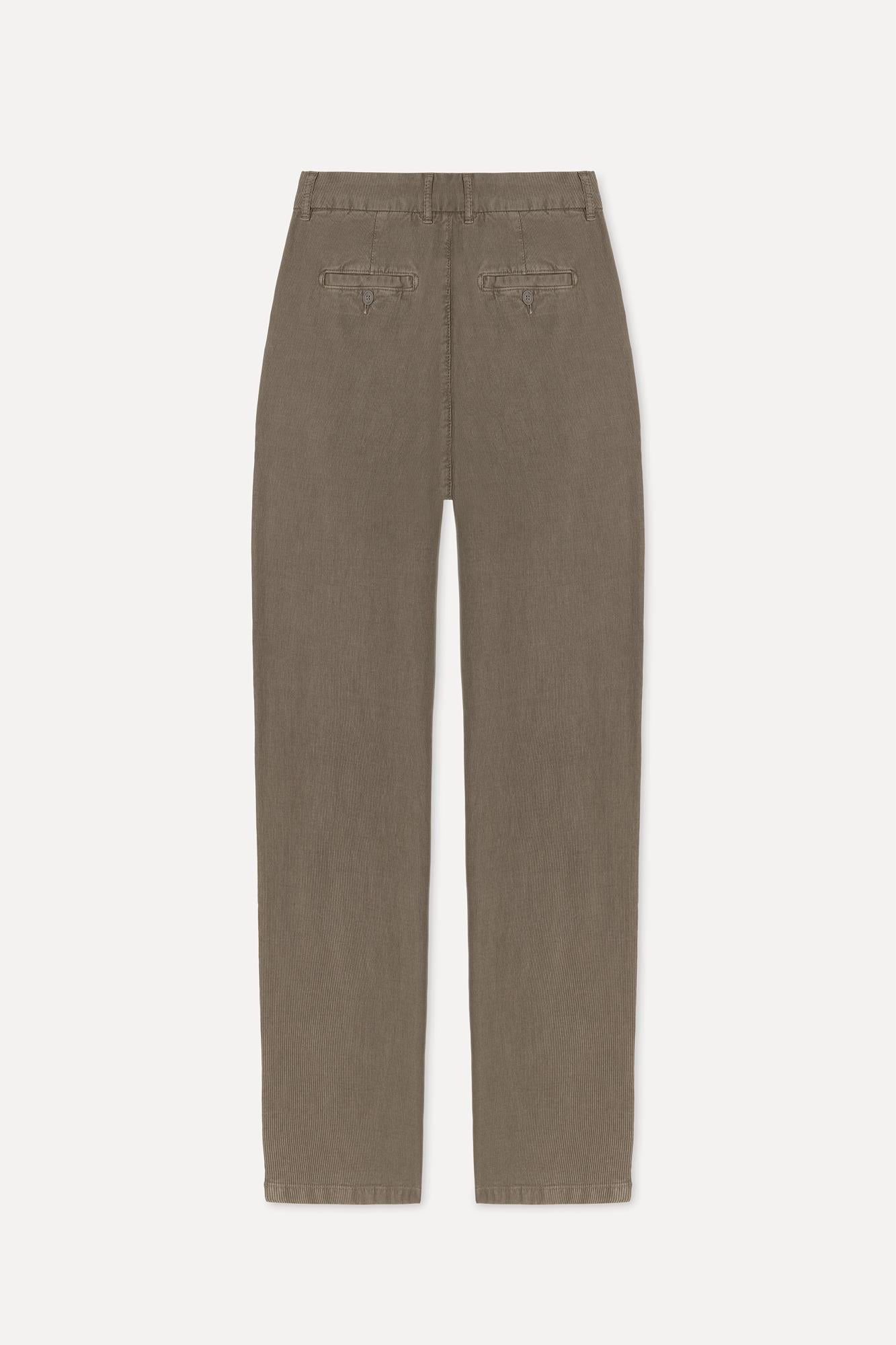 Erkek Vizon Tekstürlü Slim Straight Fit Chino Pantolon