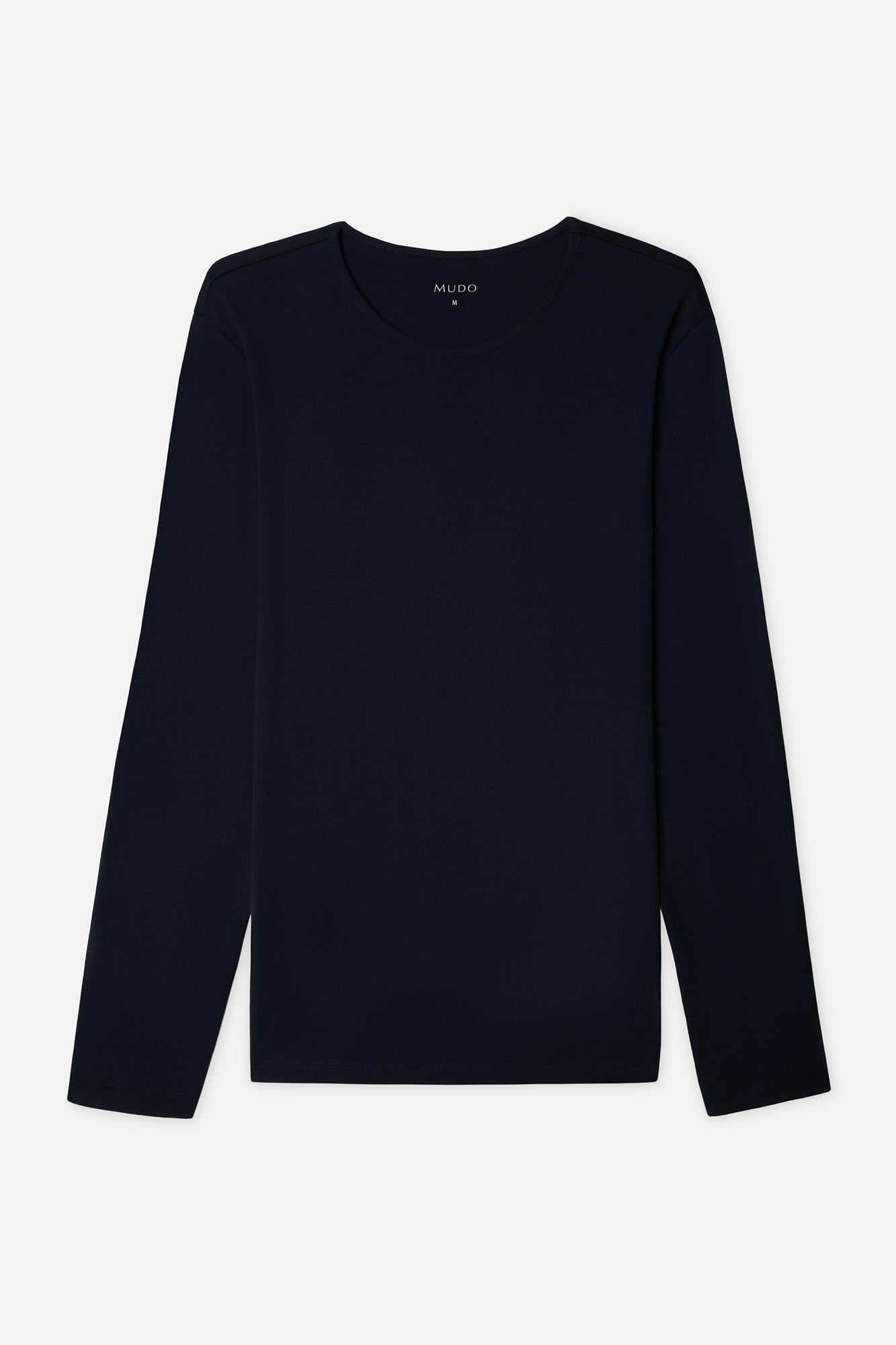 Erkek Lacivert Bisiklet Yaka Uzun Kollu T-Shirt