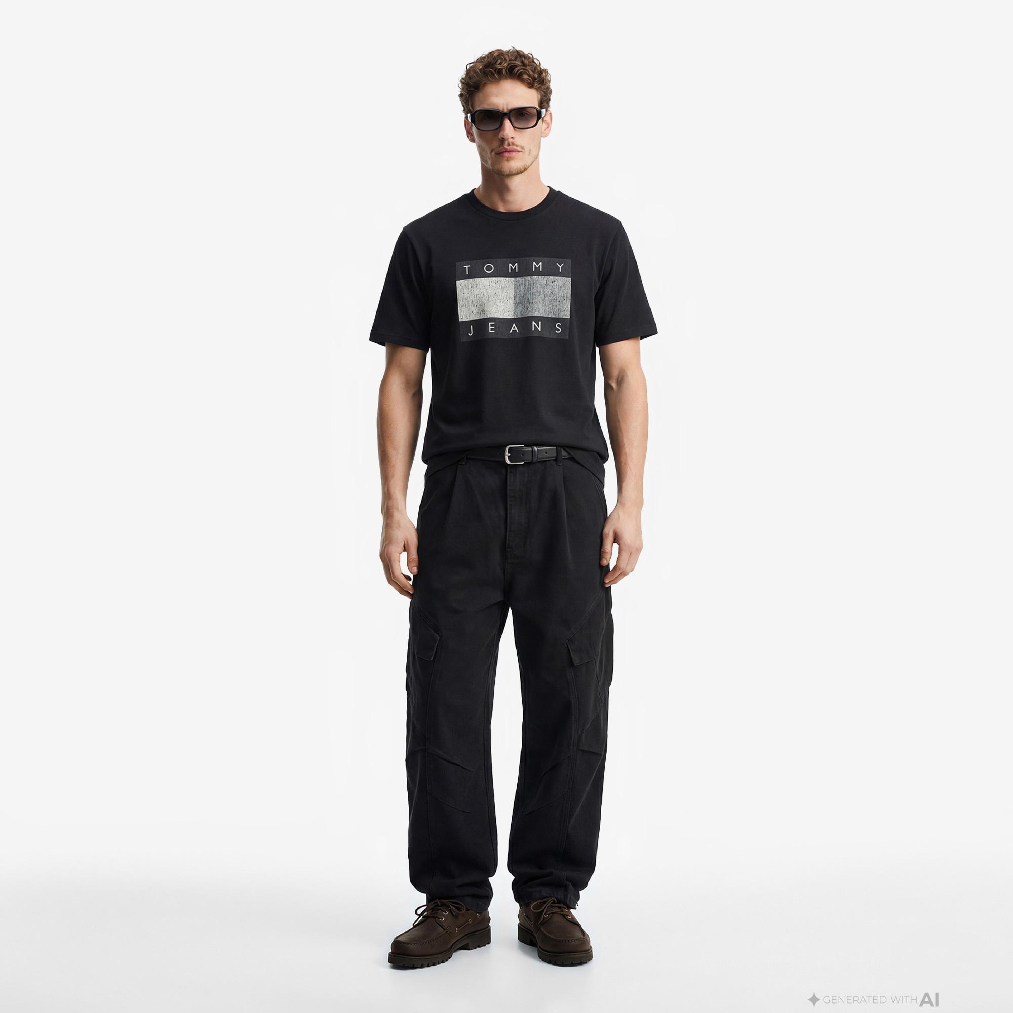 Tommy Hilfiger Flag Bearer Erkek Siyah T-Shirt