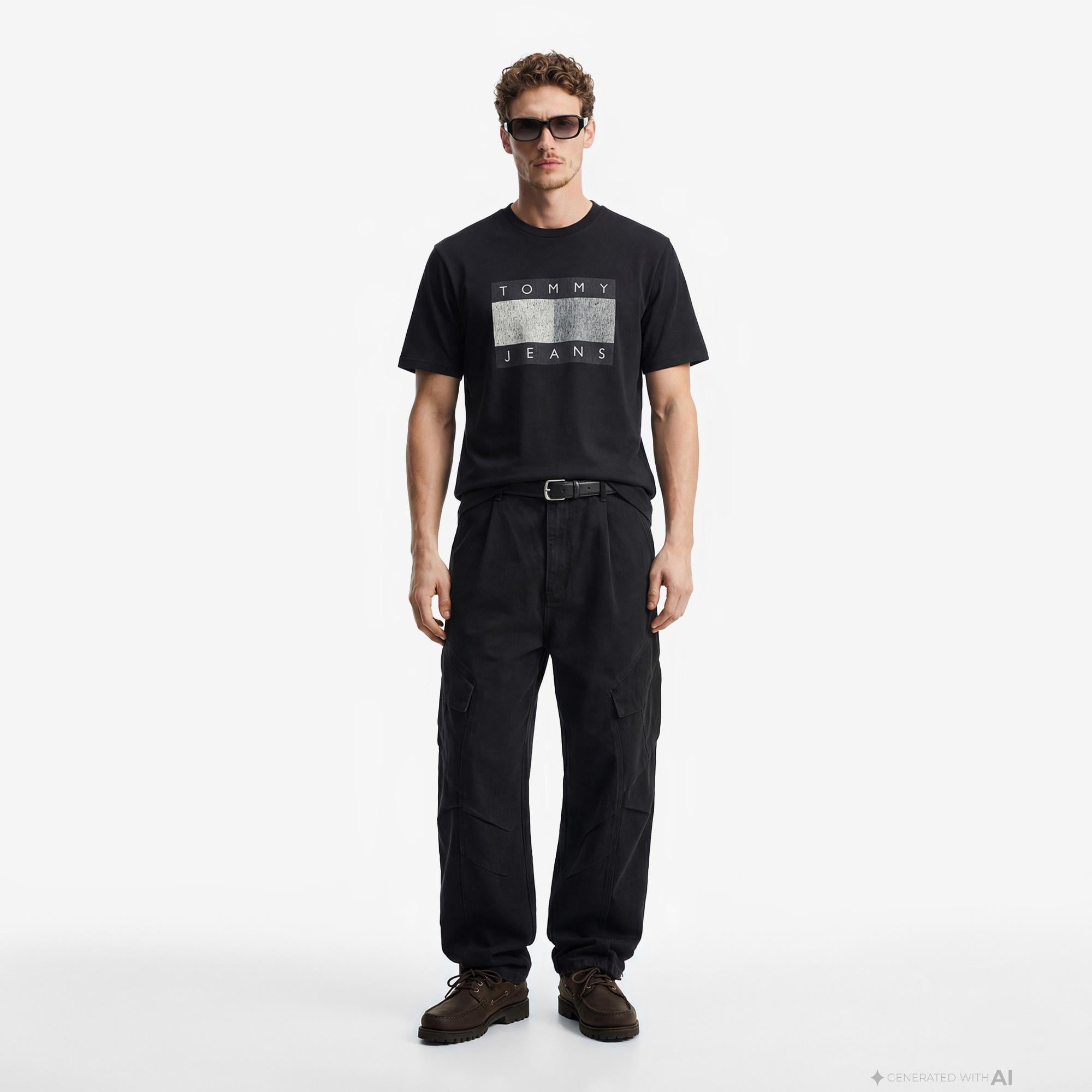 Tommy Hilfiger Flag Bearer Erkek Siyah T-Shirt