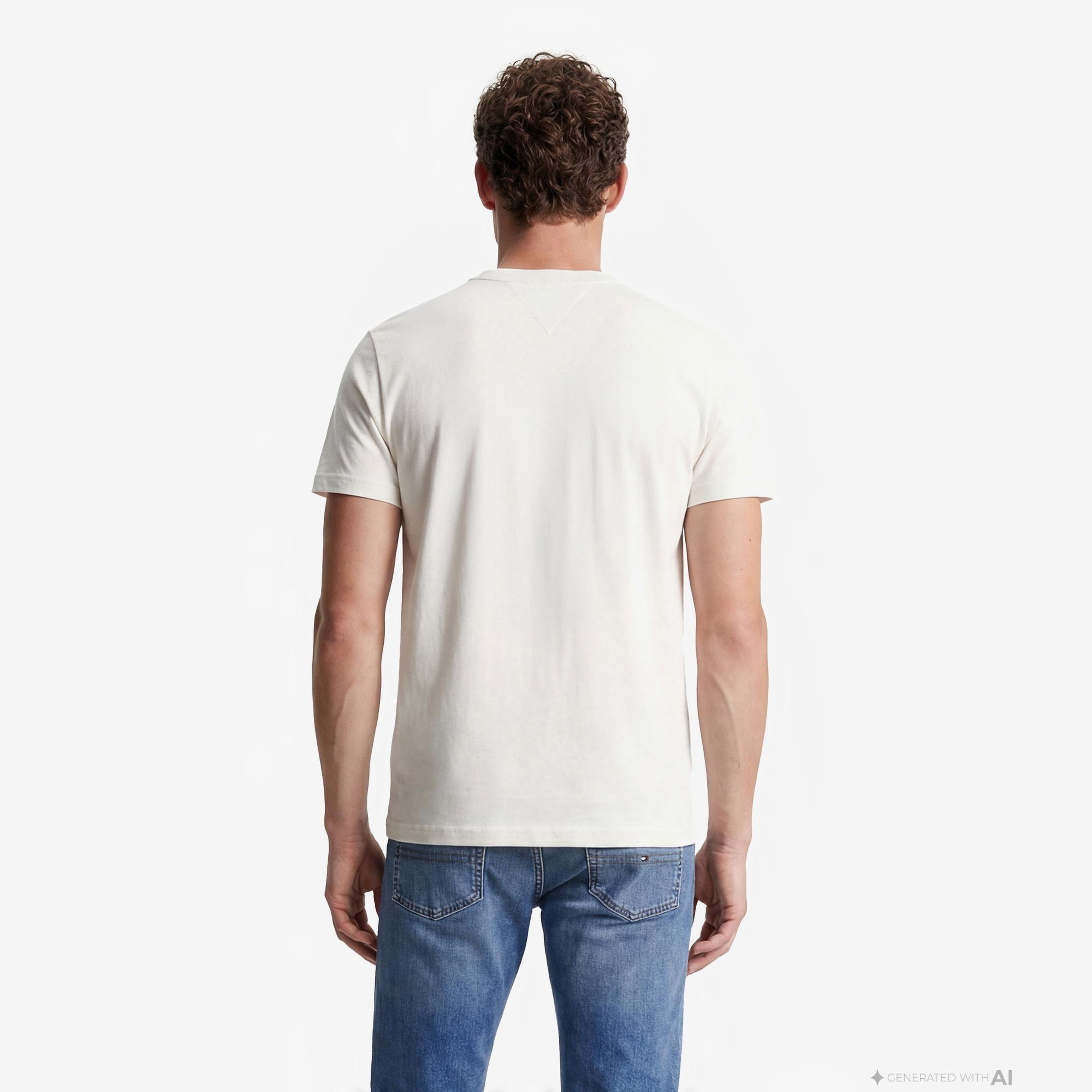 Tommy Hilfiger Flag Erkek Beyaz T-Shirt