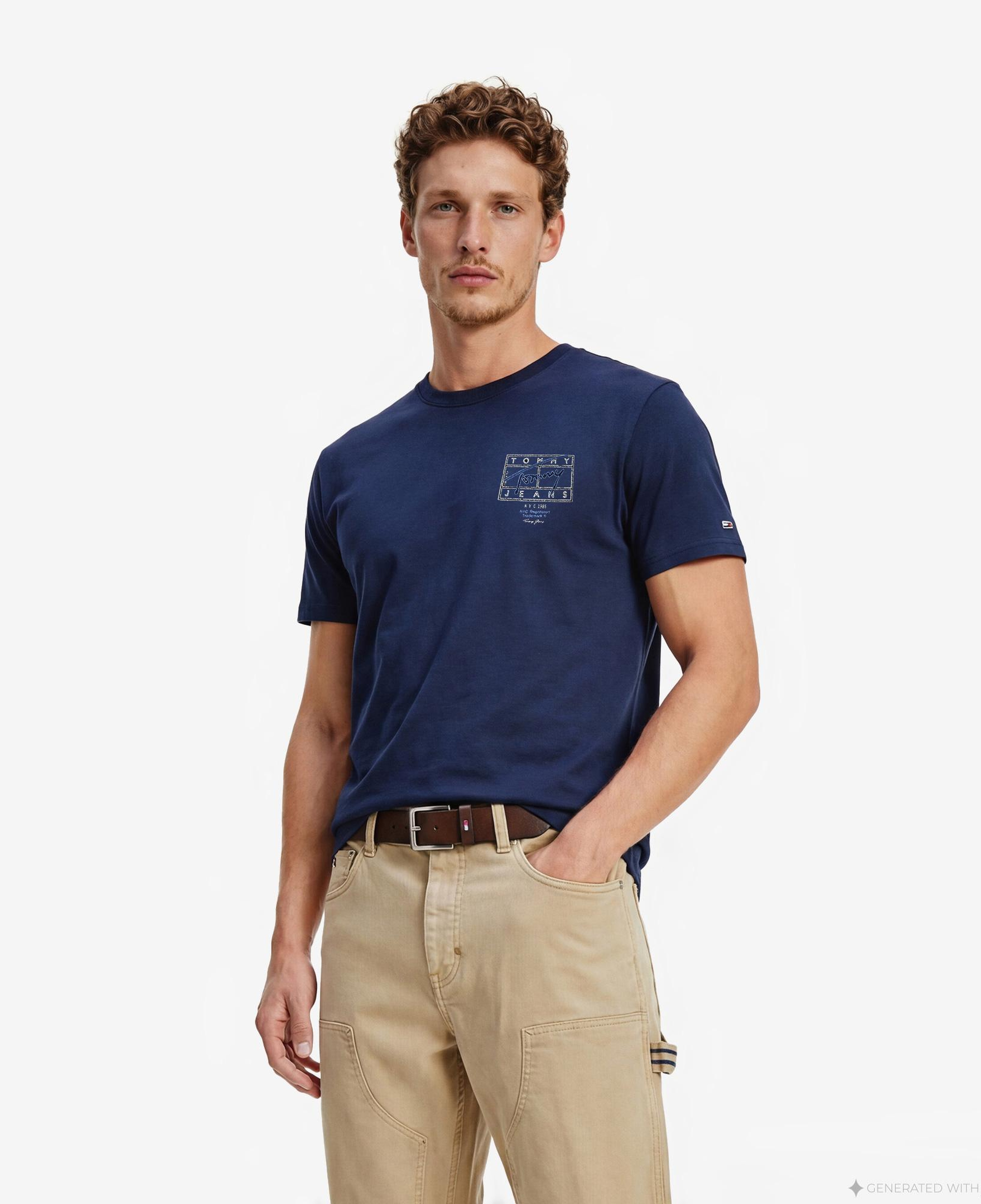 Tommy Hilfiger Signature Erkek Lacivert T-Shirt
