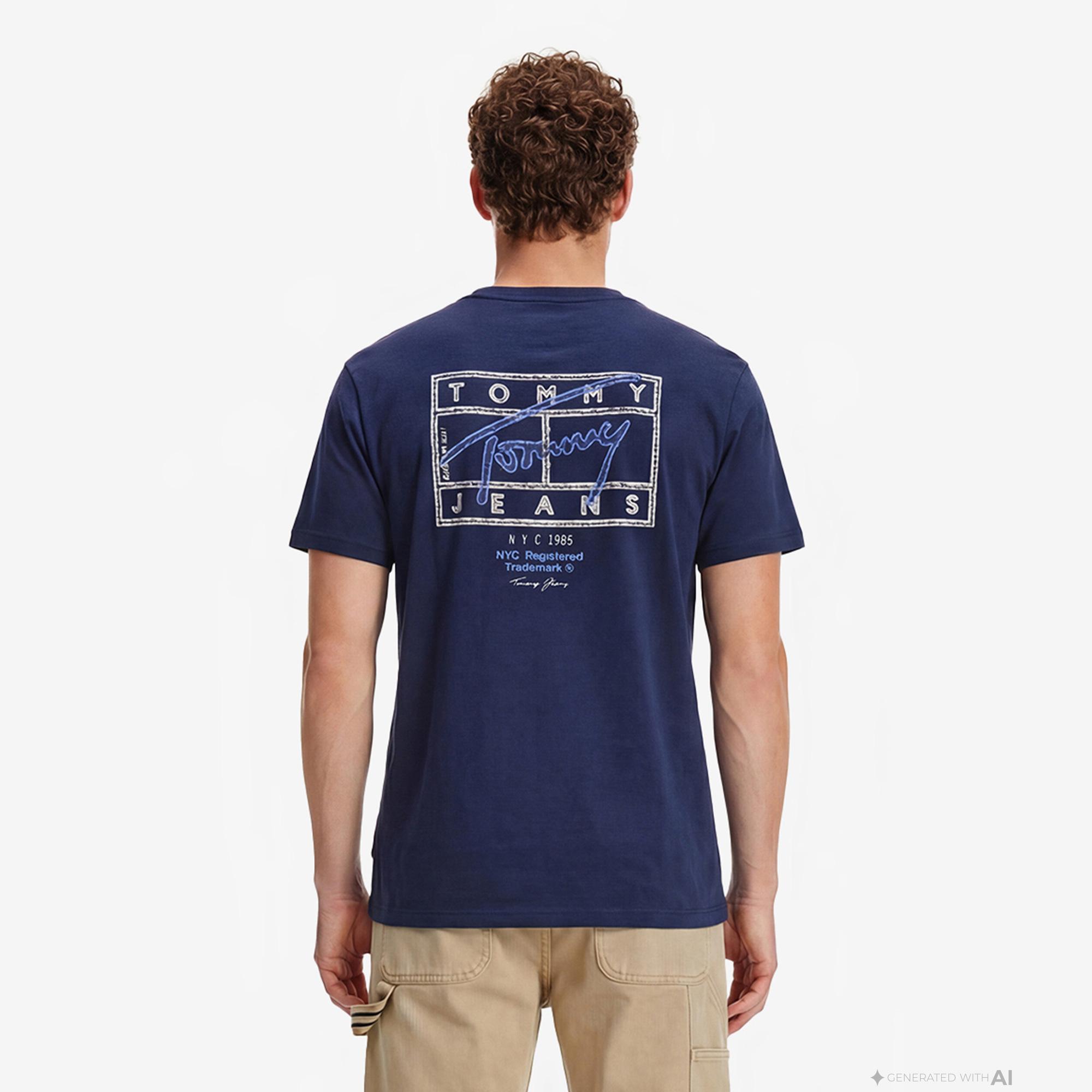 Tommy Hilfiger Signature Erkek Lacivert T-Shirt