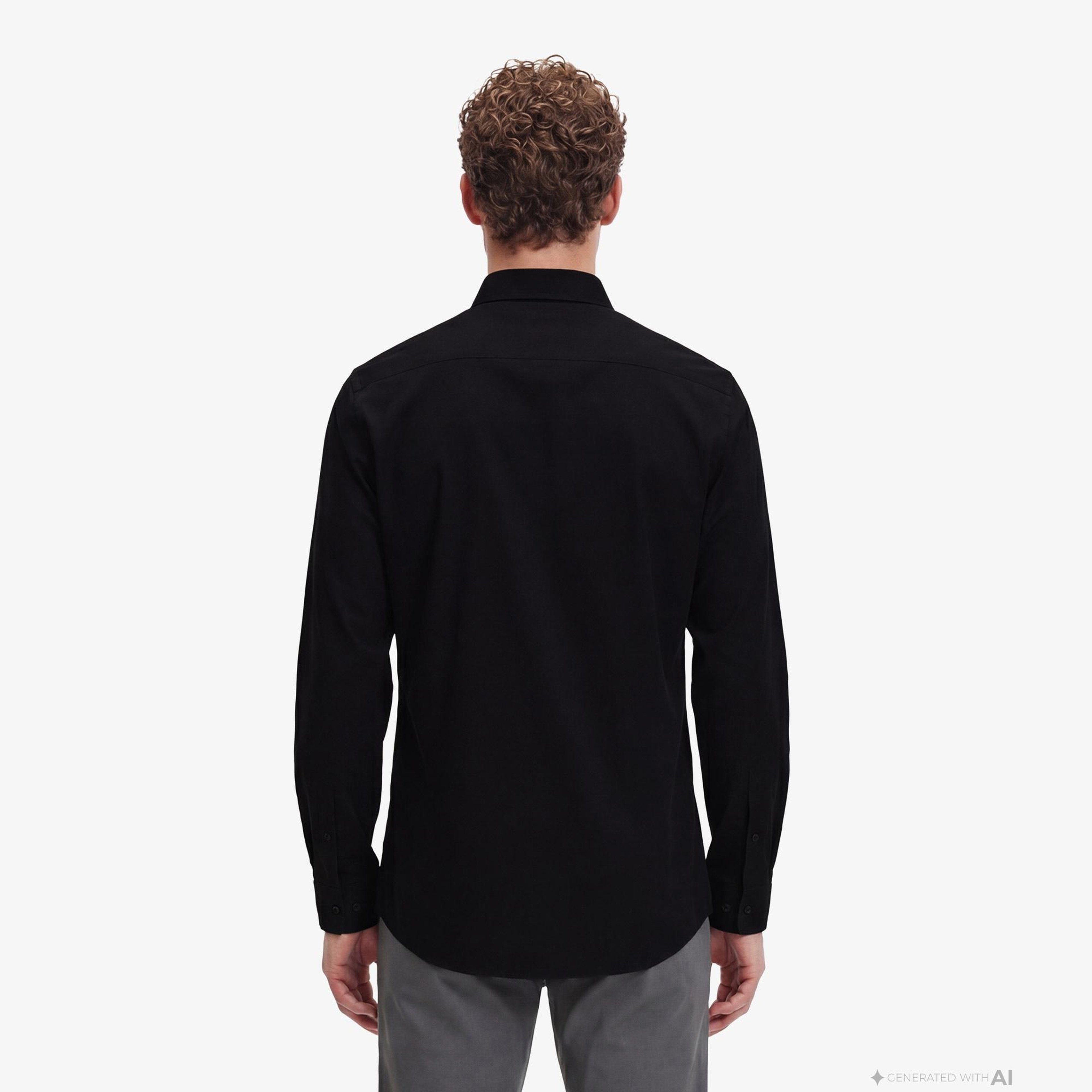 Calvin Klein Solid Stretch Classic Erkek Siyah Gömlek