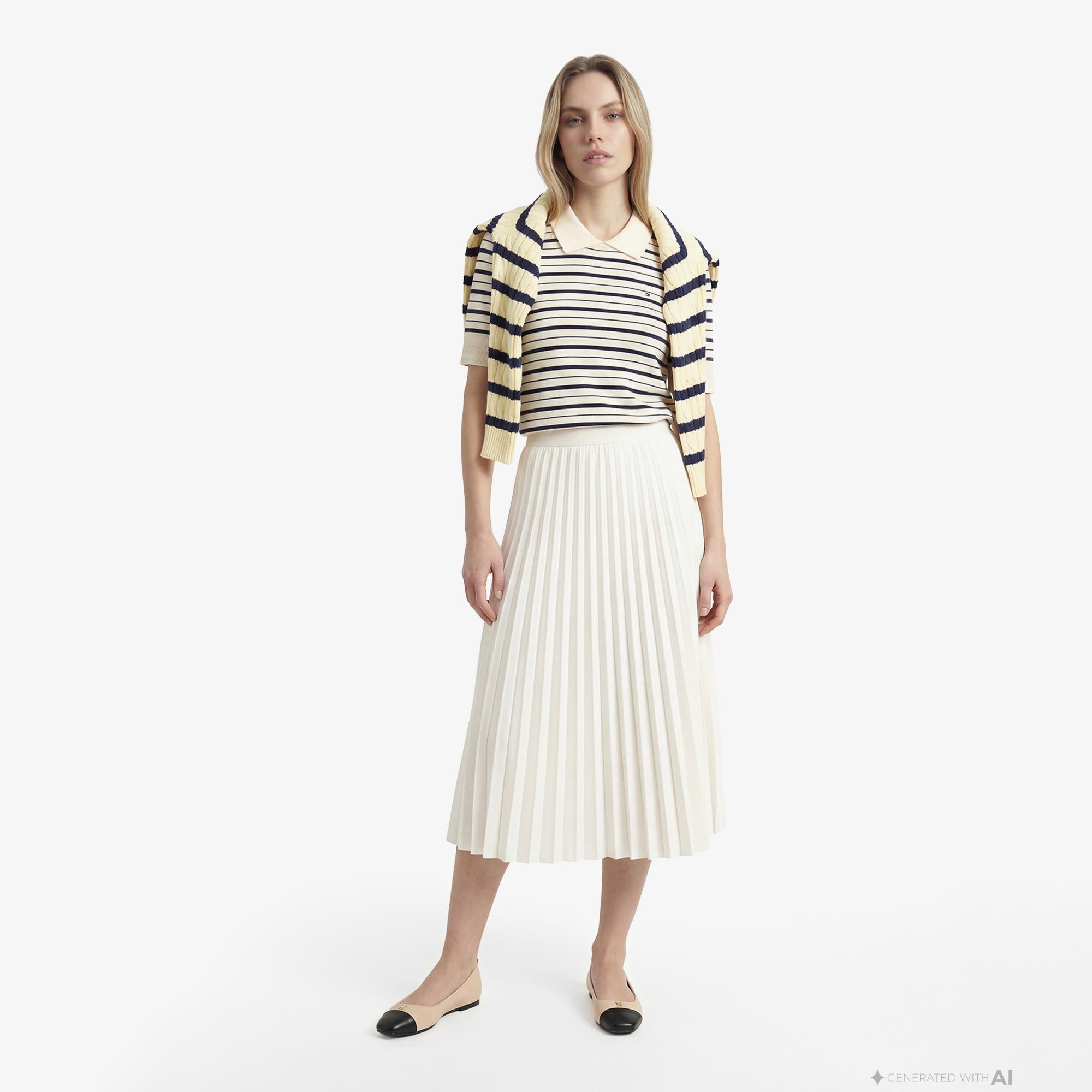 Tommy Hilfiger Jersey Fine Kadın Renkli Triko