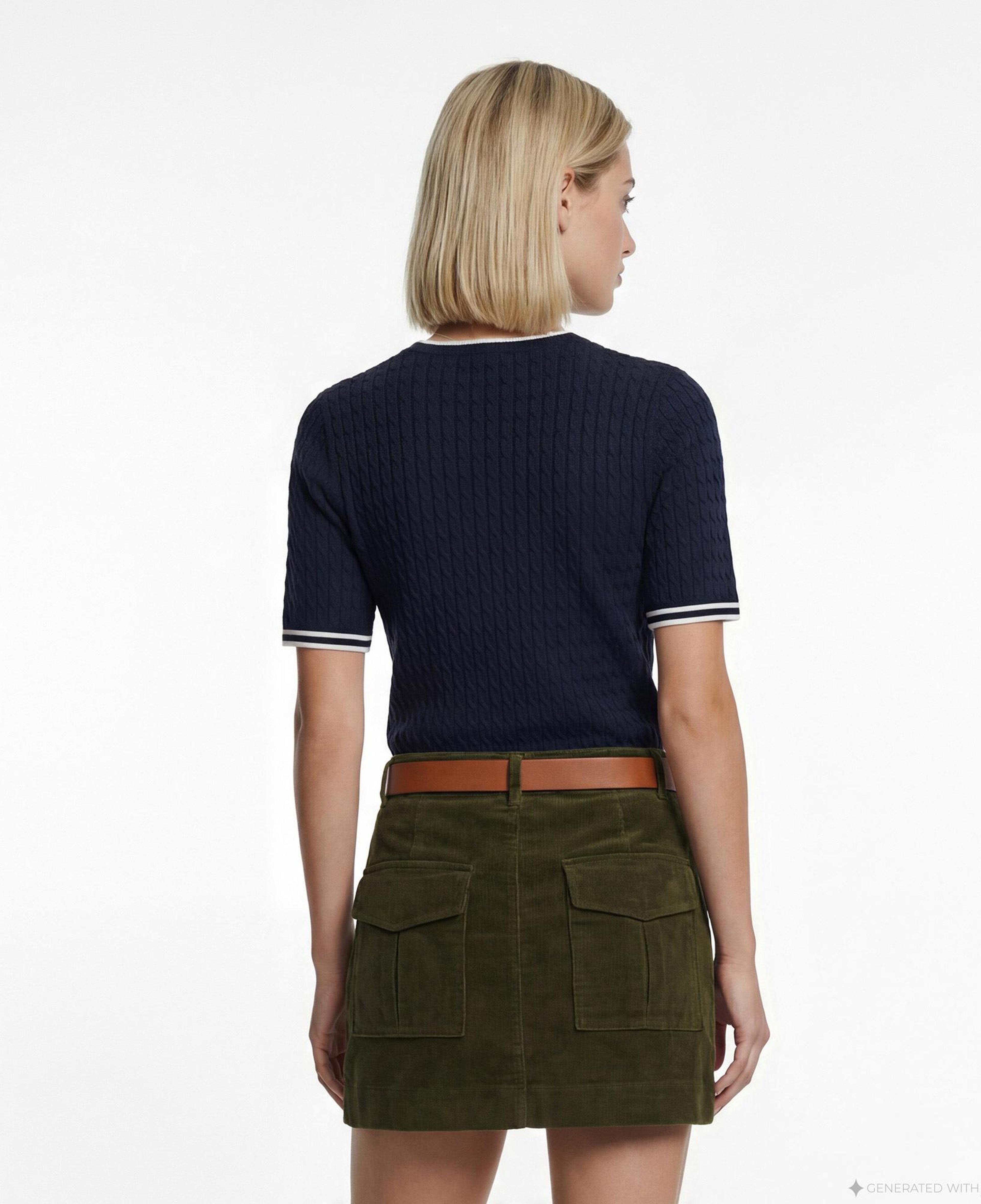 Tommy Hilfiger Cable Fine Kadın Lacivert Triko