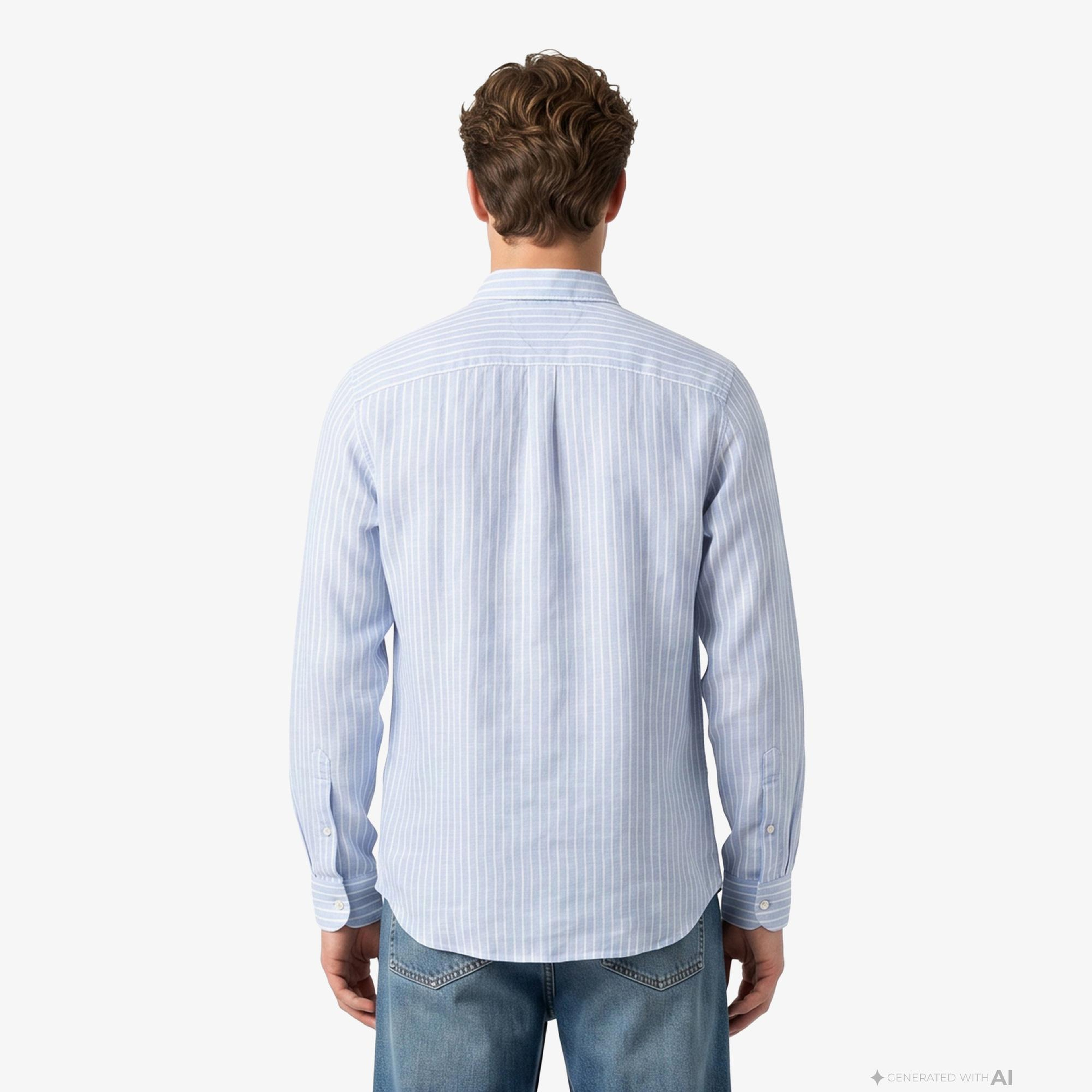 Tommy Hilfiger Seasonal Quality Erkek Mavi Keten Gömlek