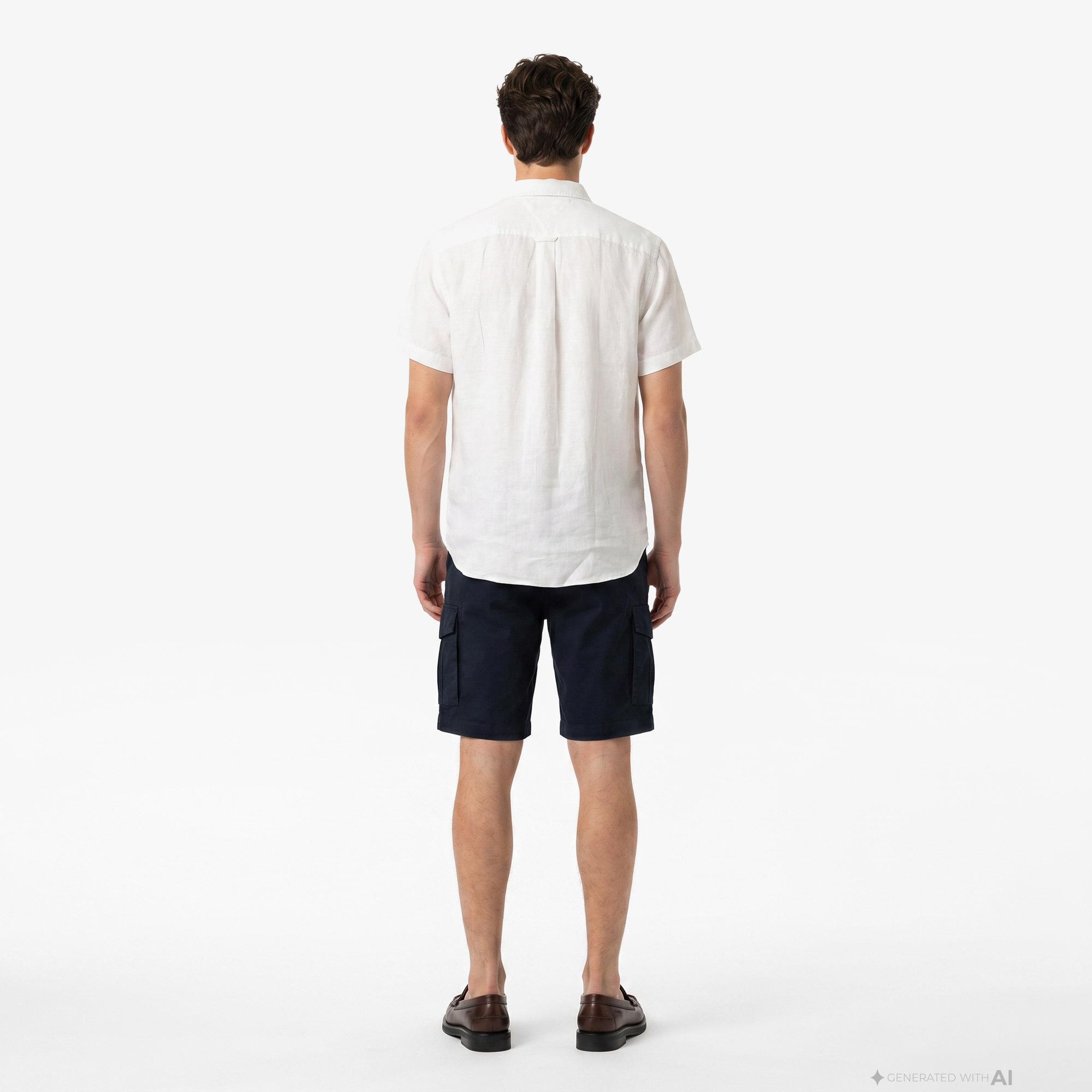 Tommy Hilfiger Inverse Climate Erkek Beyaz Keten Gömlek