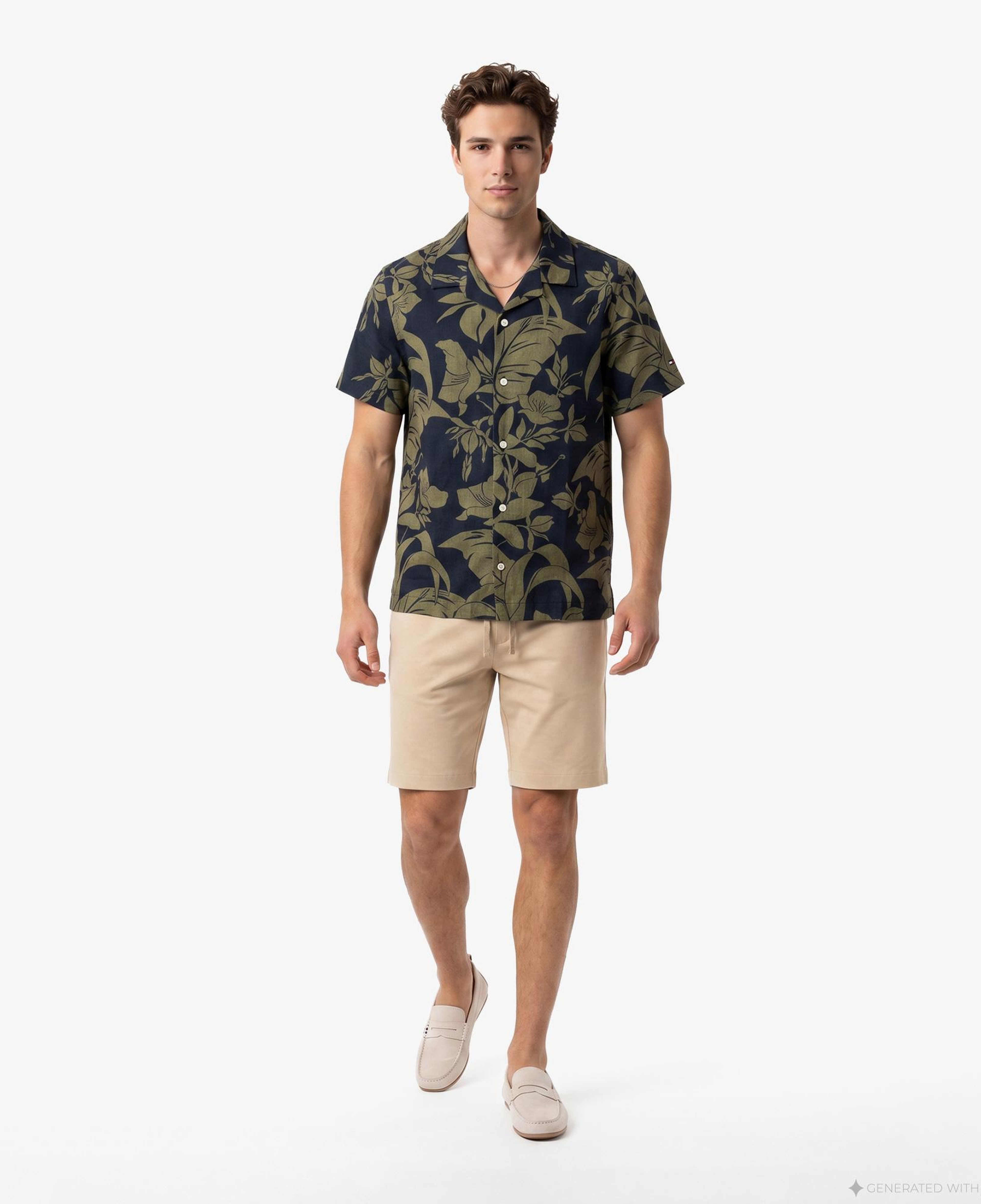 Tommy Hilfiger Mainline Erkek Lacivert Keten Gömlek