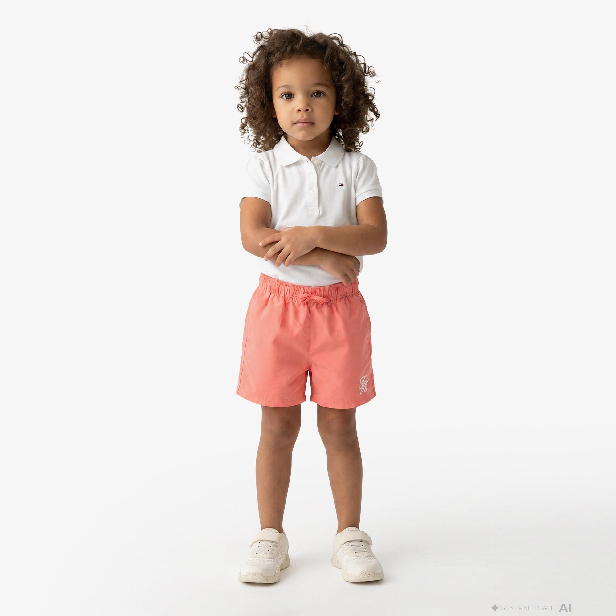 Tommy Hilfiger Script Çocuk Pembe Deniz Şortu