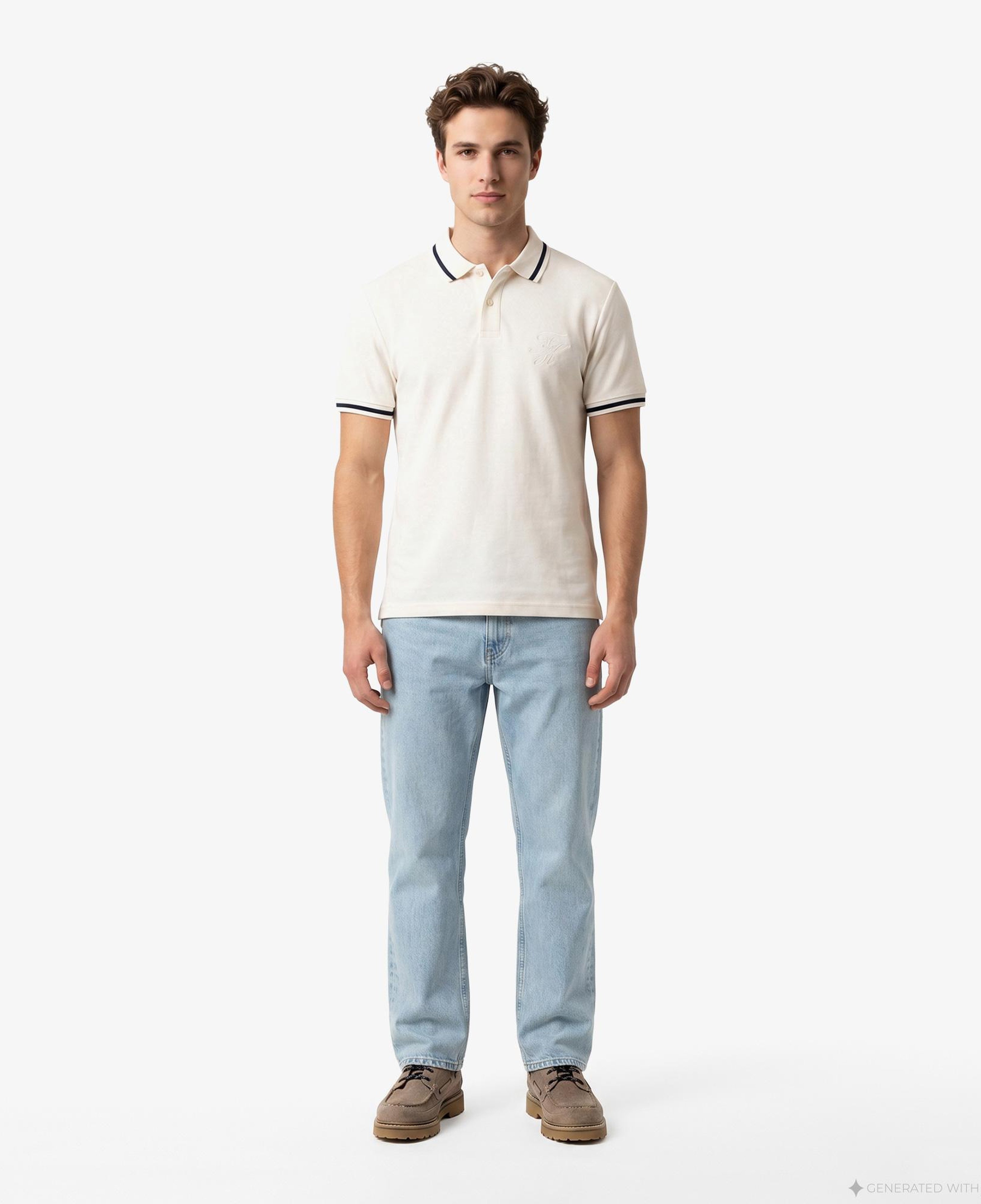 Tommy Hilfiger Country Club Erkek Krem Rengi Polo Yaka T-Shirt