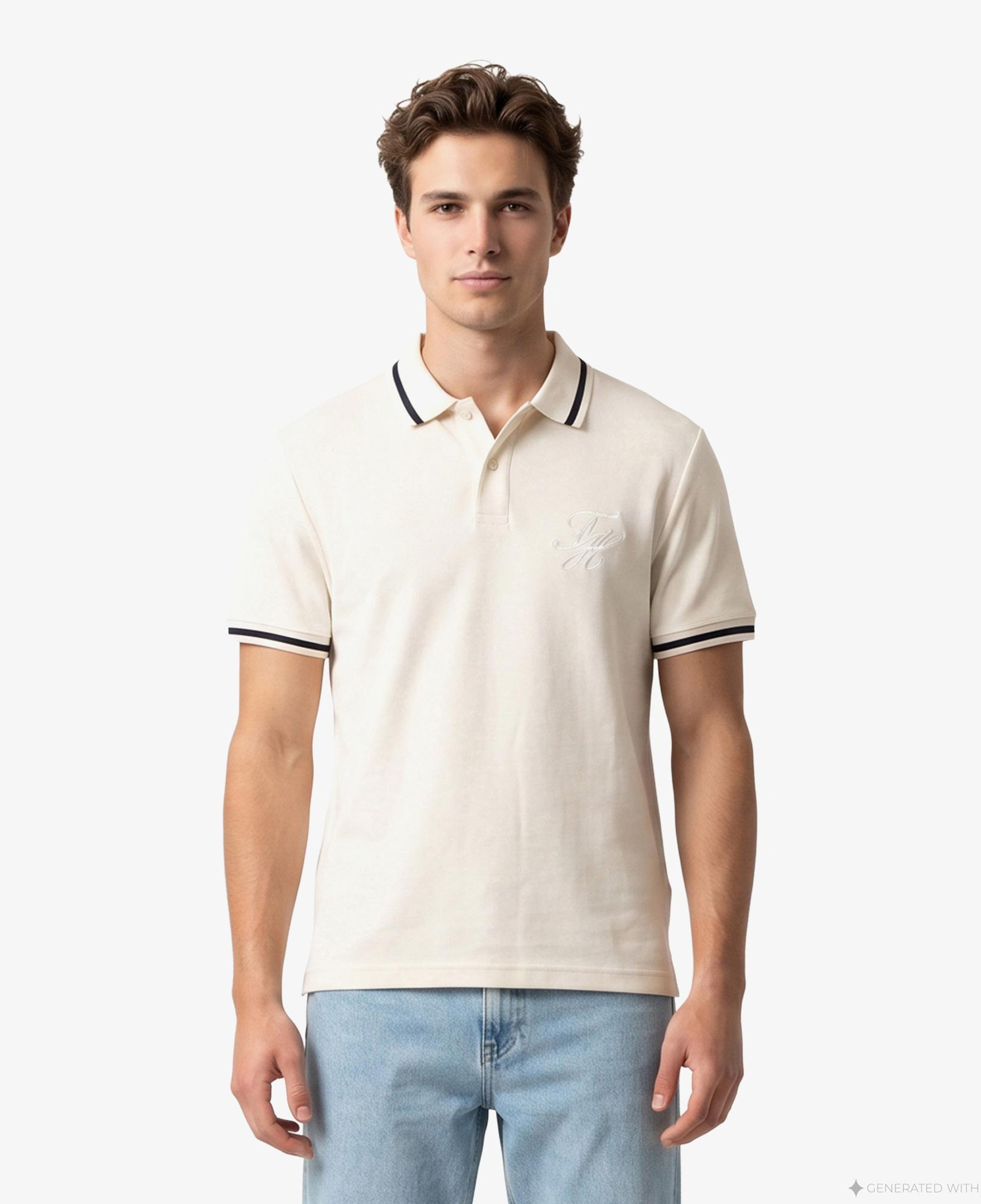 Tommy Hilfiger Country Club Erkek Krem Rengi Polo Yaka T-Shirt