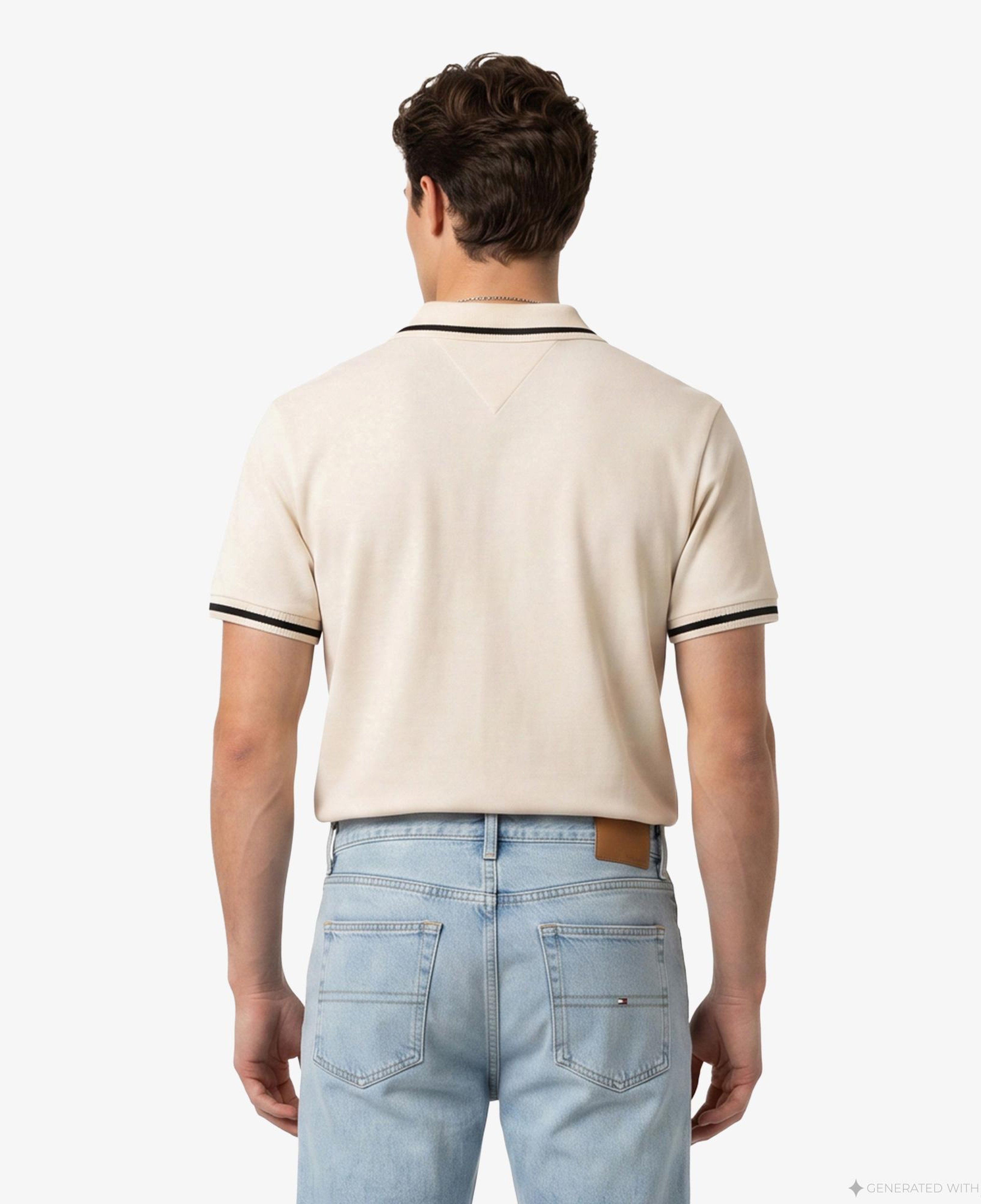 Tommy Hilfiger Country Club Erkek Krem Rengi Polo Yaka T-Shirt