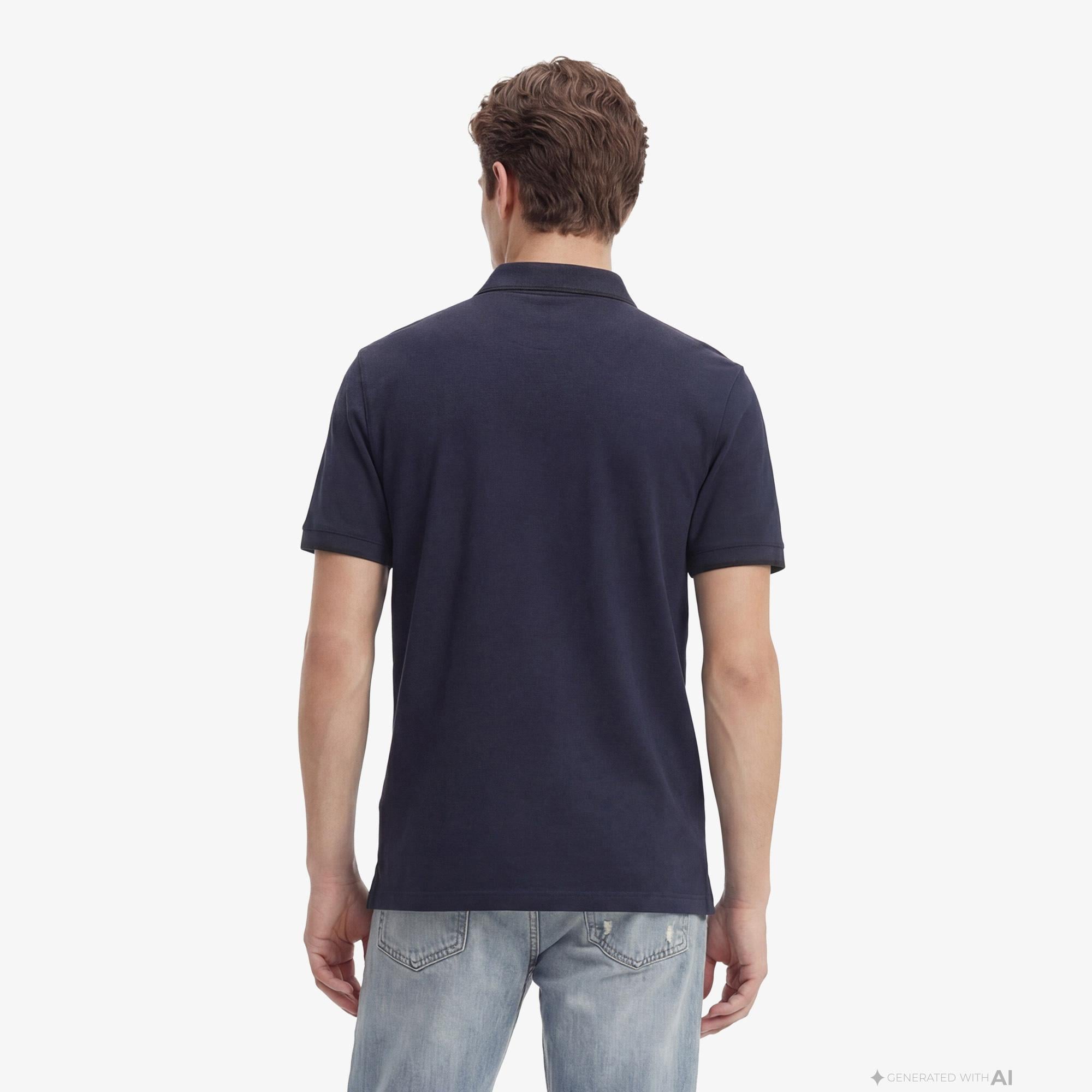 Calvin Klein Refined Pique Tipped Classic Erkek Mavi Polo