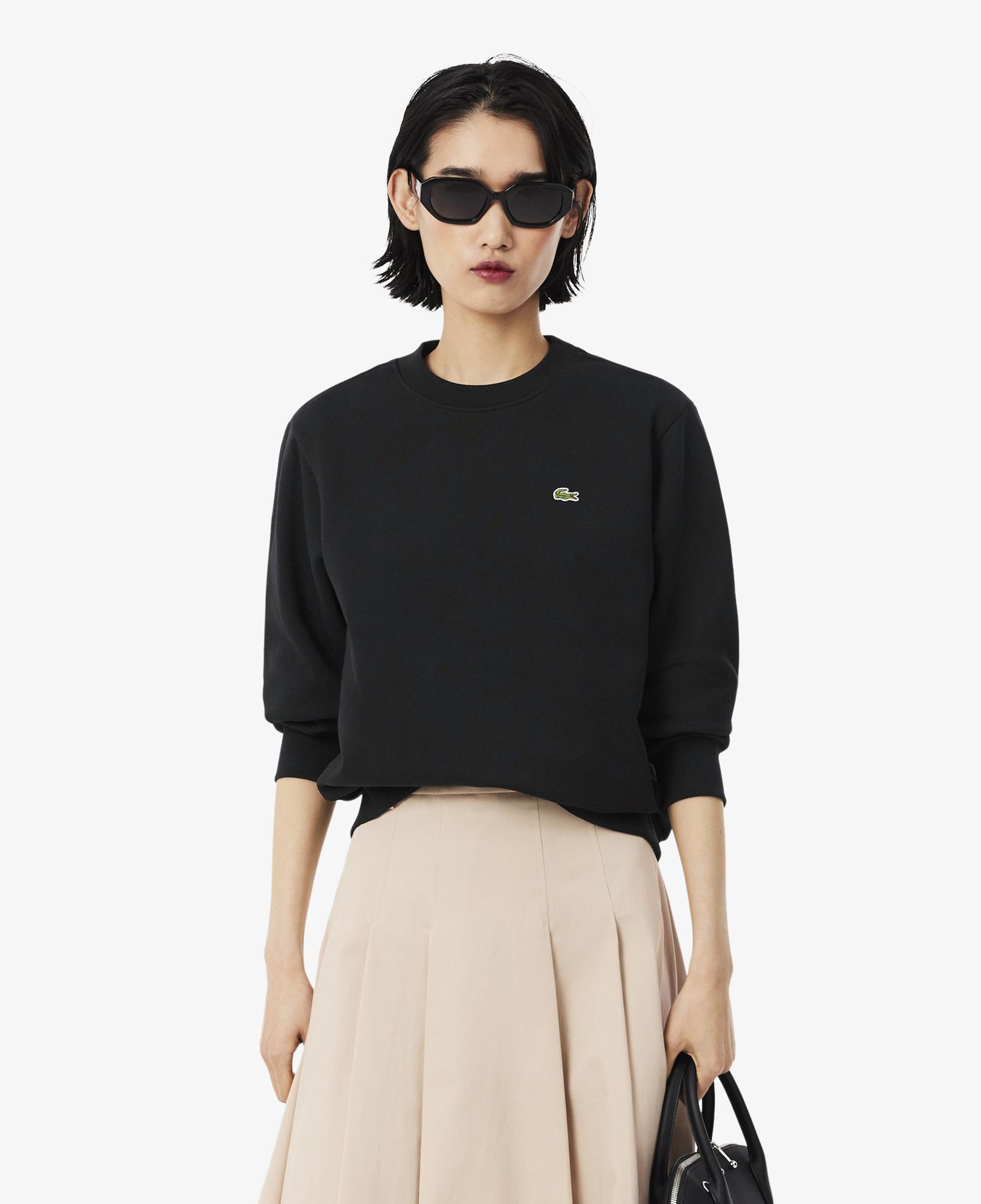 Kadın Relaxed Fit Bisiklet Yaka Siyah Sweatshirt