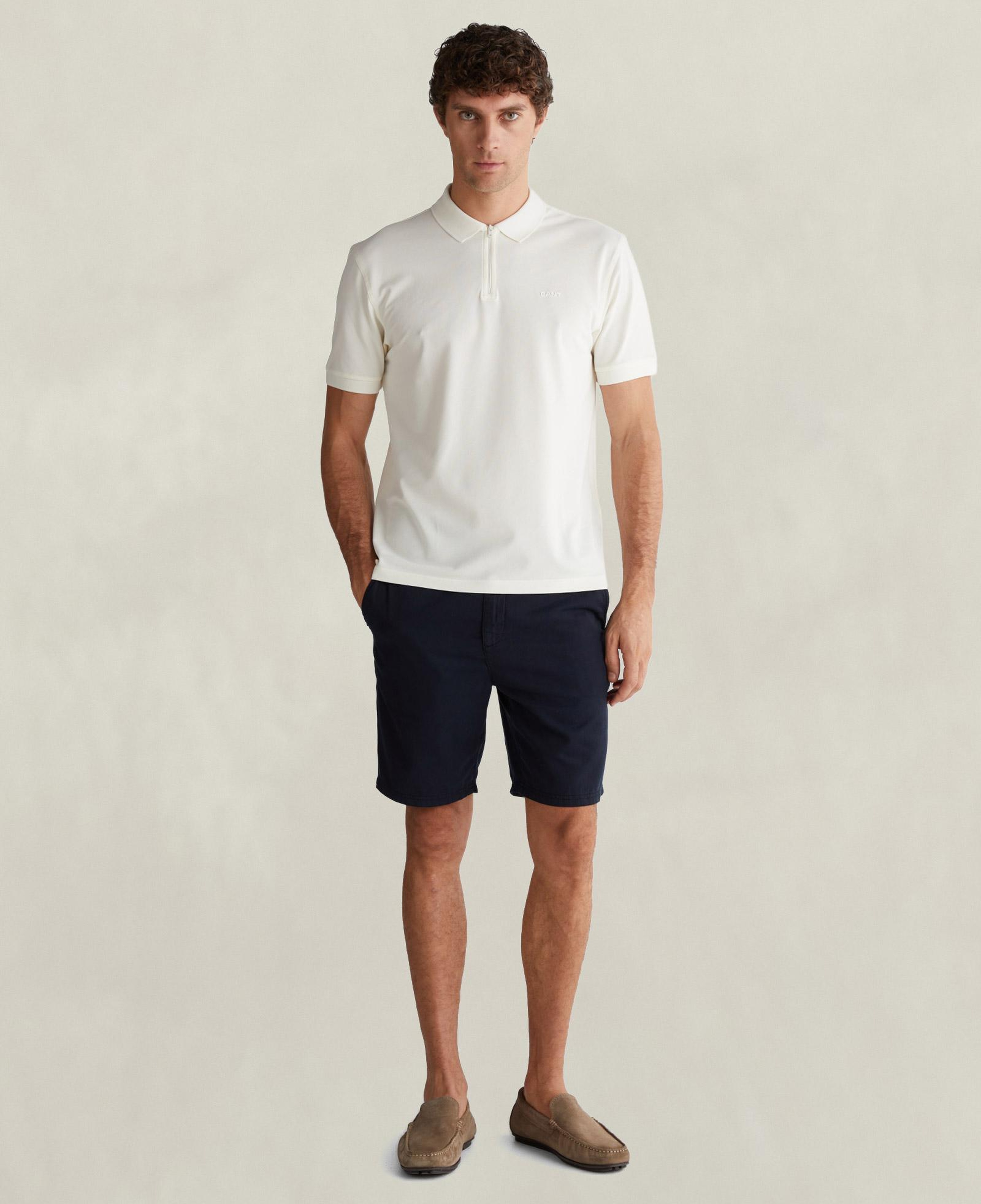 GANT Erkek Beyaz Regular Fit Yarım Fermuarlı Polo Yaka T-Shirt
