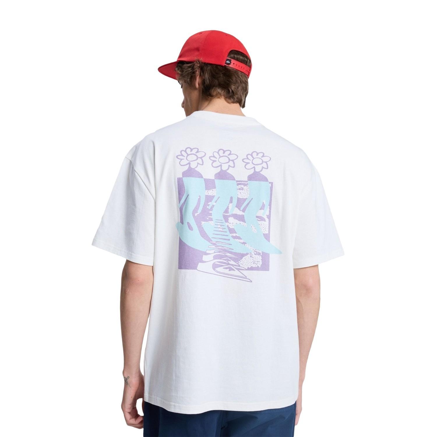 Quiksilver Flowers Surfing Erkek Beyaz Tişört