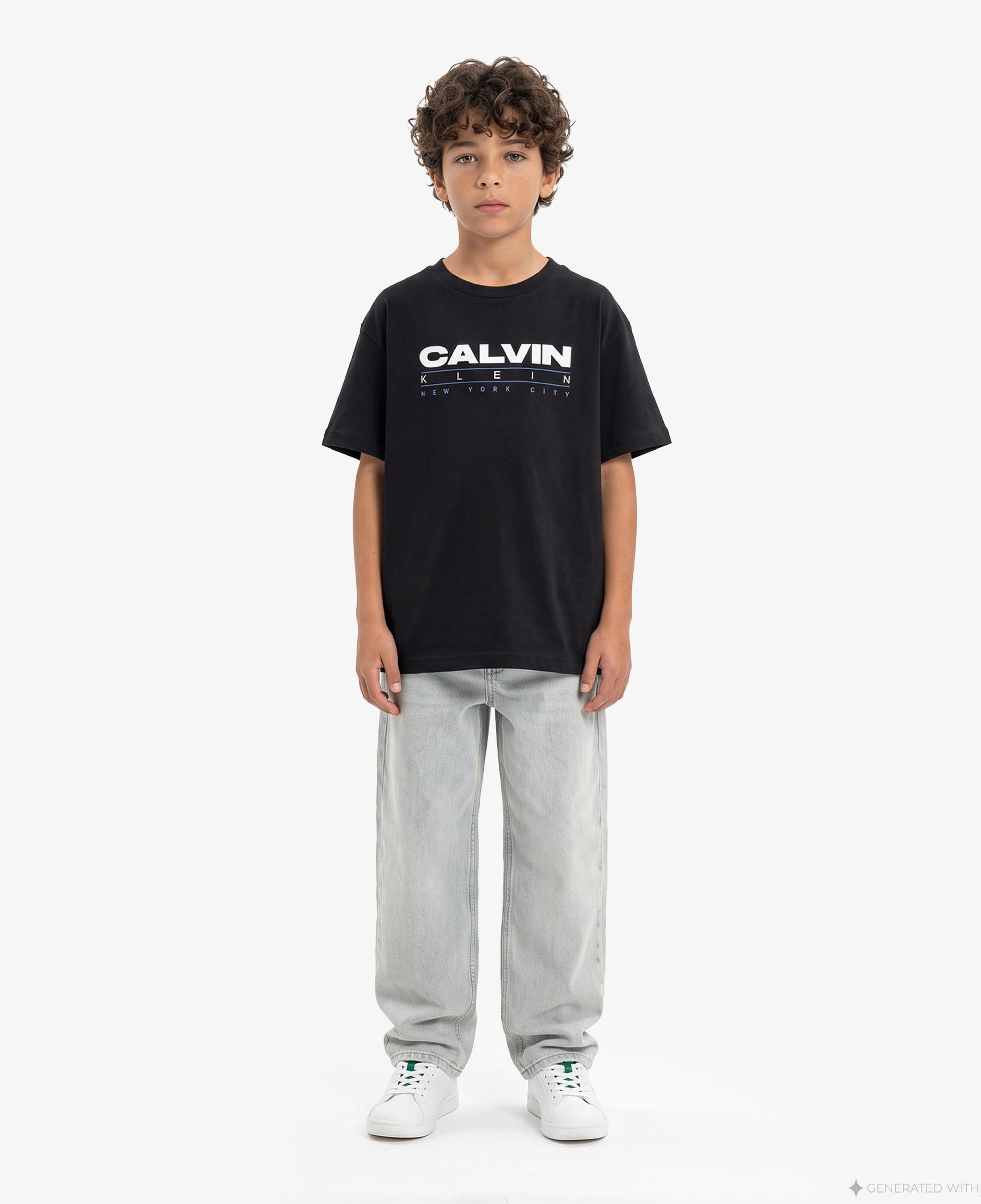 Calvin Klein Print Çocuk Siyah T-Shirt