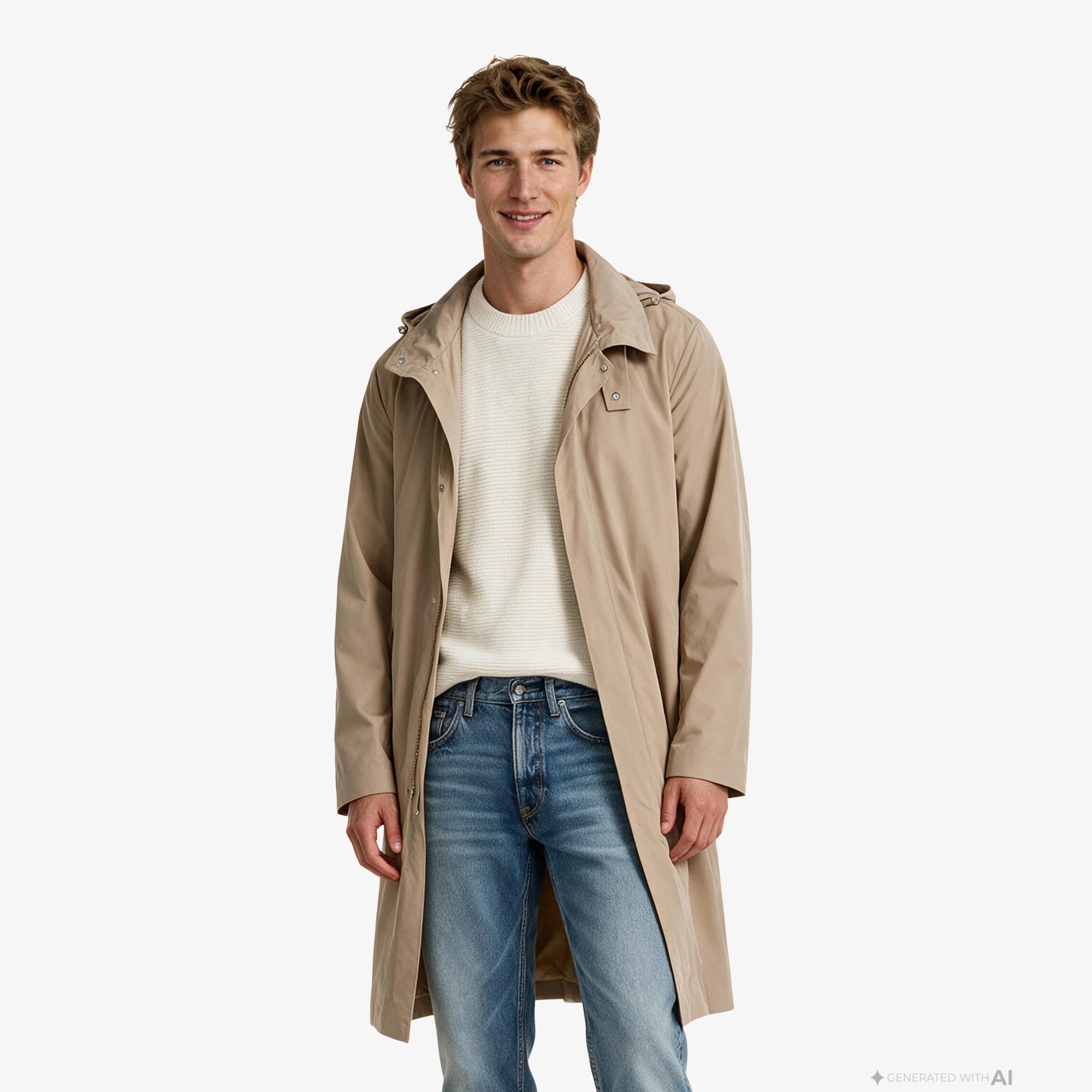 Calvin Klein Relaxed Tech Nylon Long Erkek Kahverengi Ceket