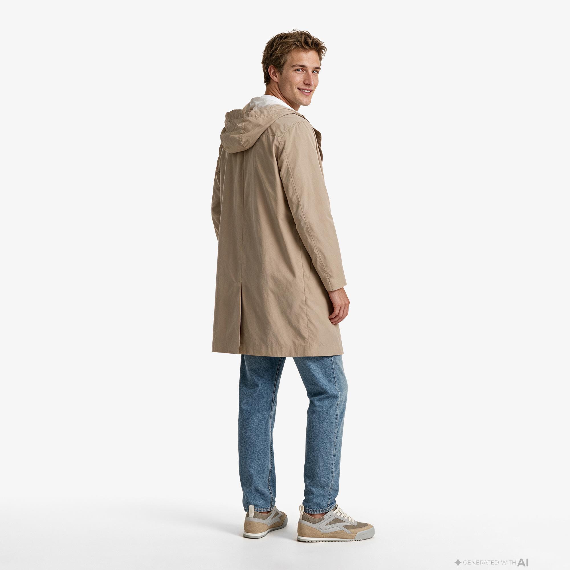 Calvin Klein Relaxed Tech Nylon Long Erkek Kahverengi Ceket