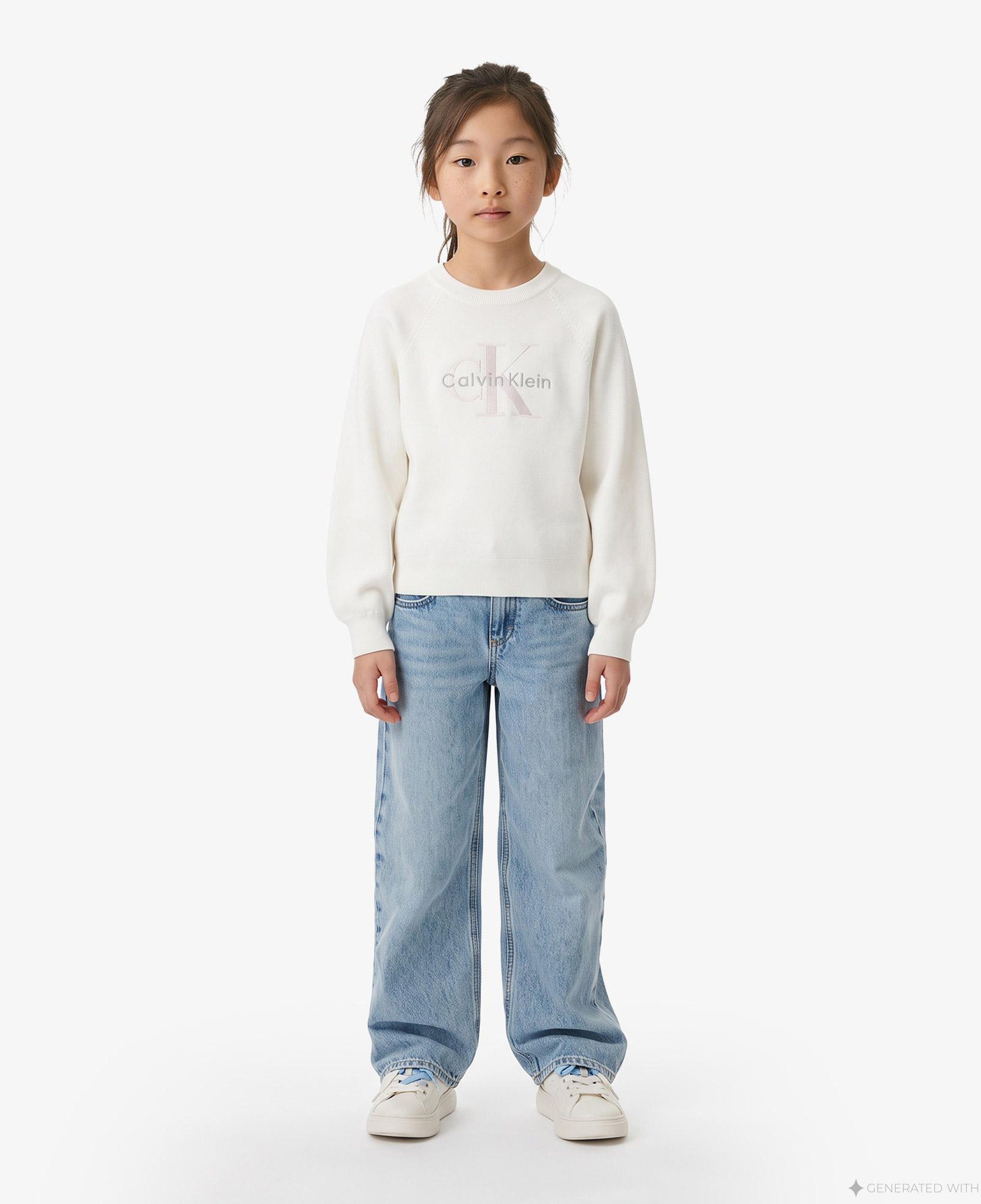 Calvin Klein Monologo Fashion Çocuk Beyaz Triko