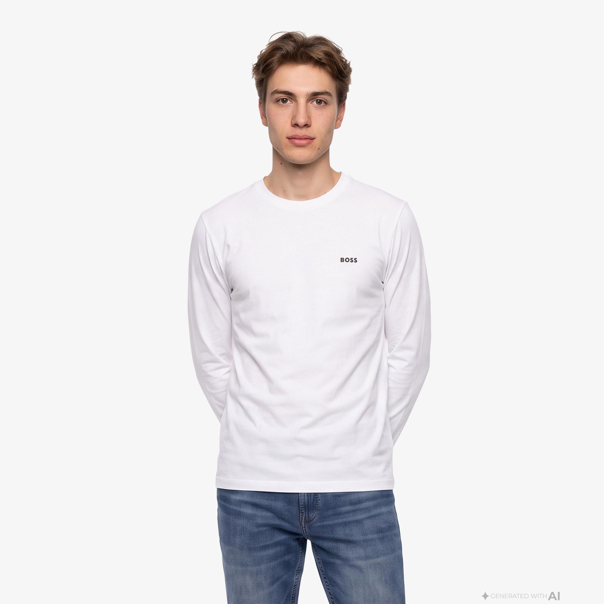 Boss Long Erkek Beyaz T-Shirt
