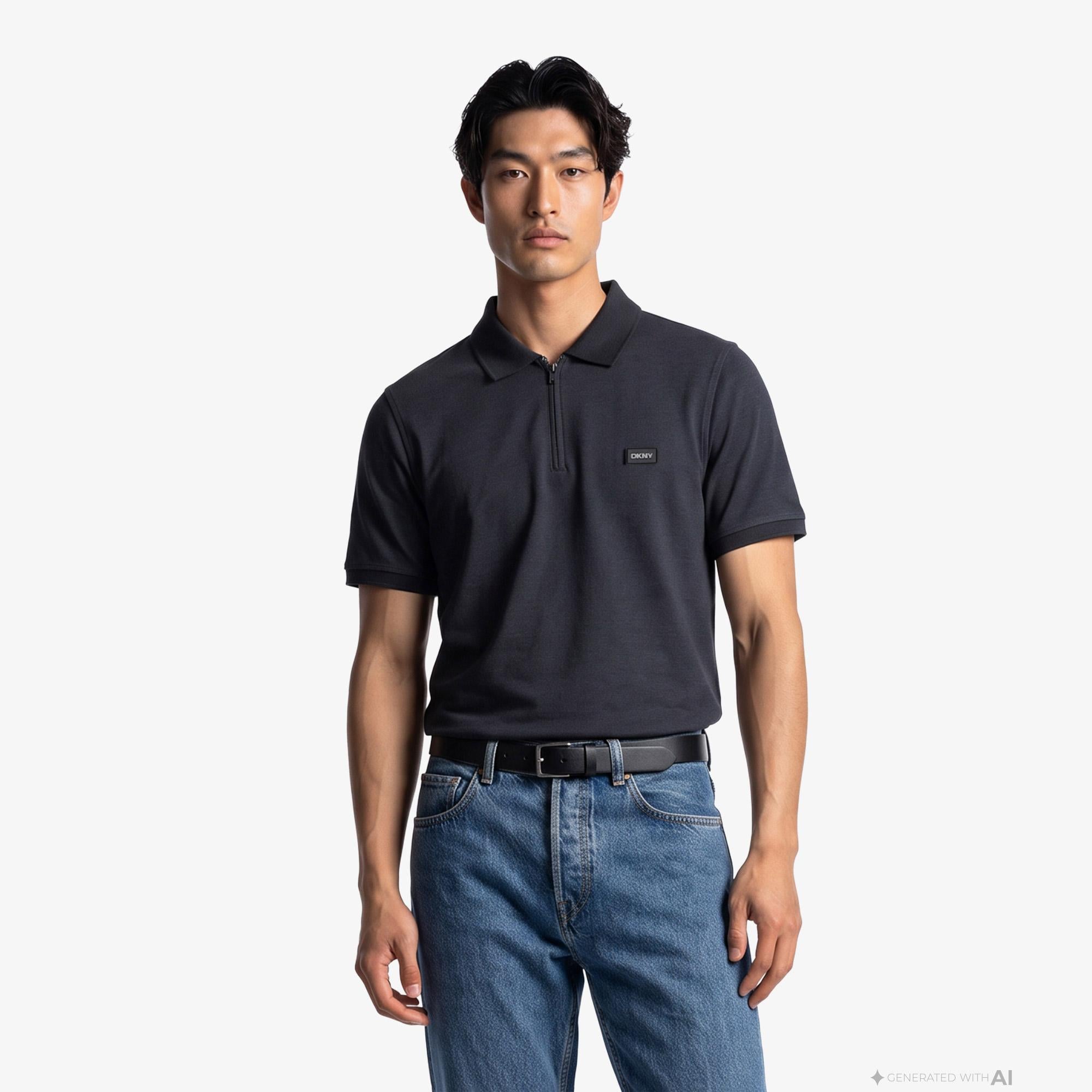 DKNY Quarter Zip Erkek Haki Polo
