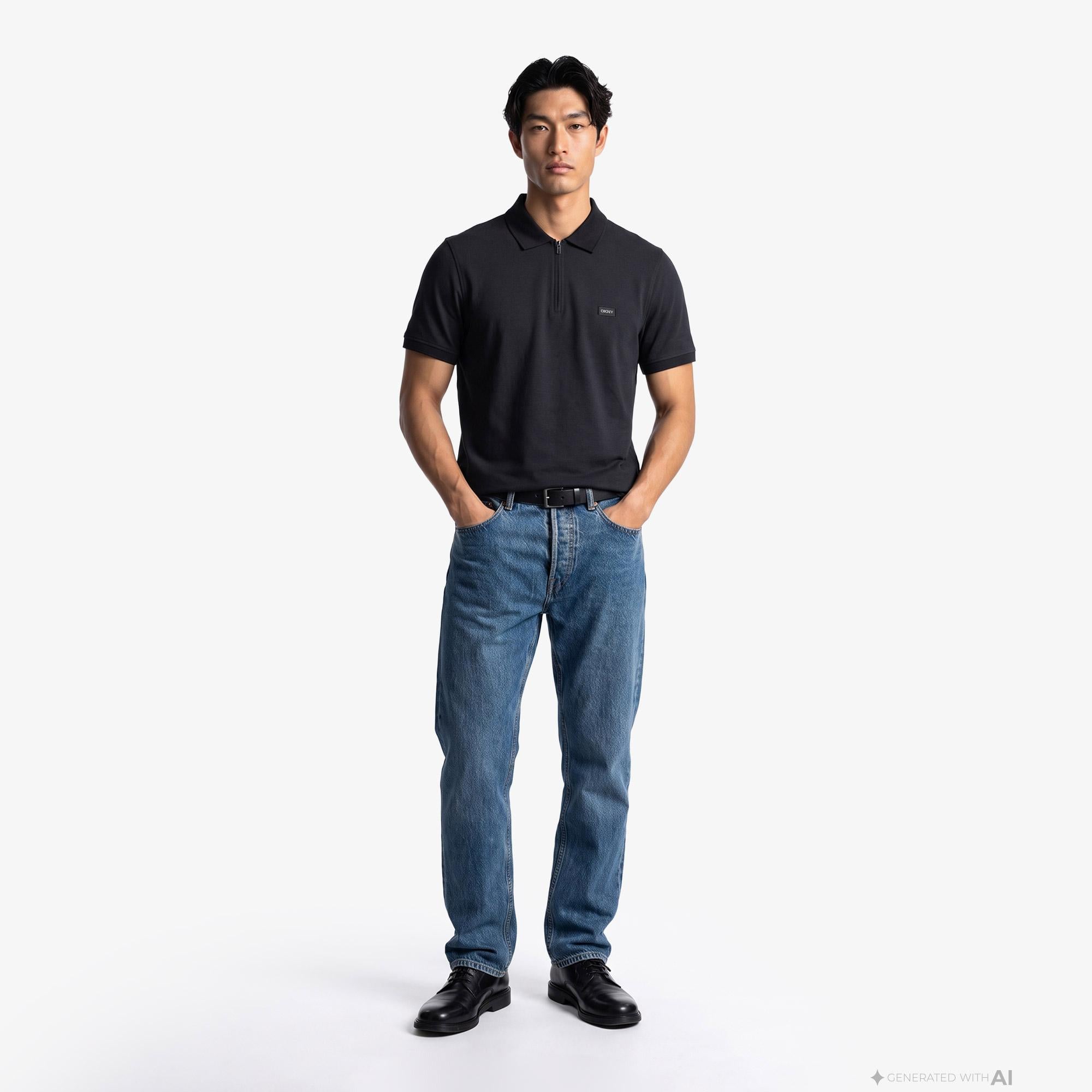 DKNY Quarter Zip Erkek Haki Polo