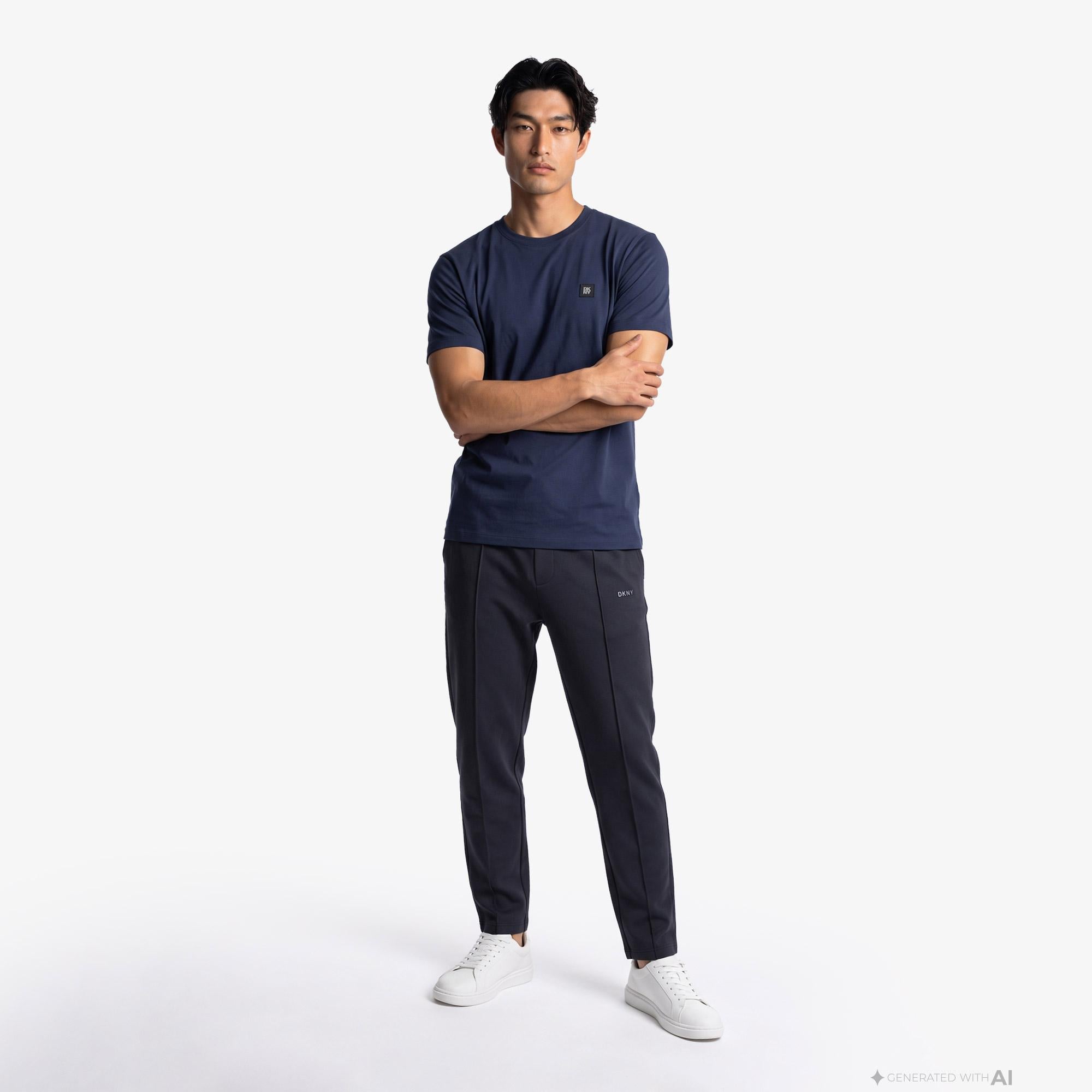 DKNY Metal Logo Erkek Lacivert T-Shirt
