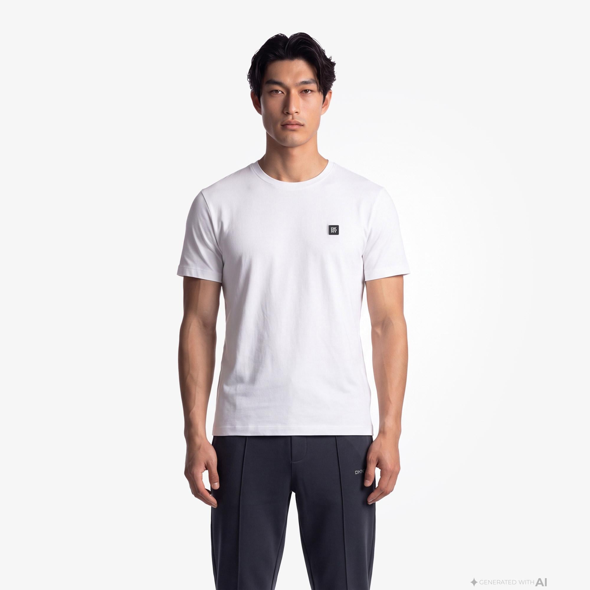 DKNY Metal Logo Erkek Gri T-Shirt