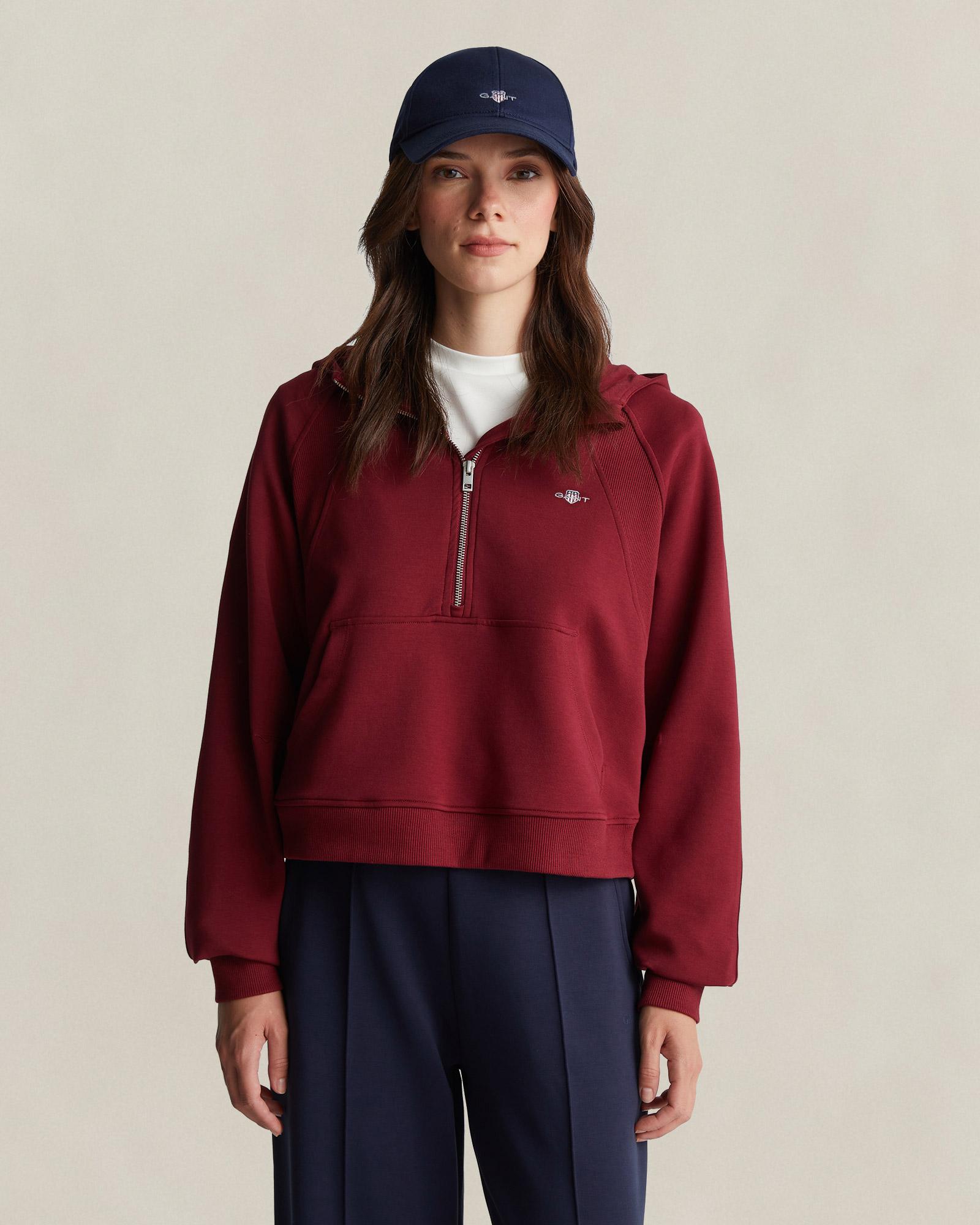 GANT Kadın Kırmızı Regular Fit Kapüşonlu Sweatshirt