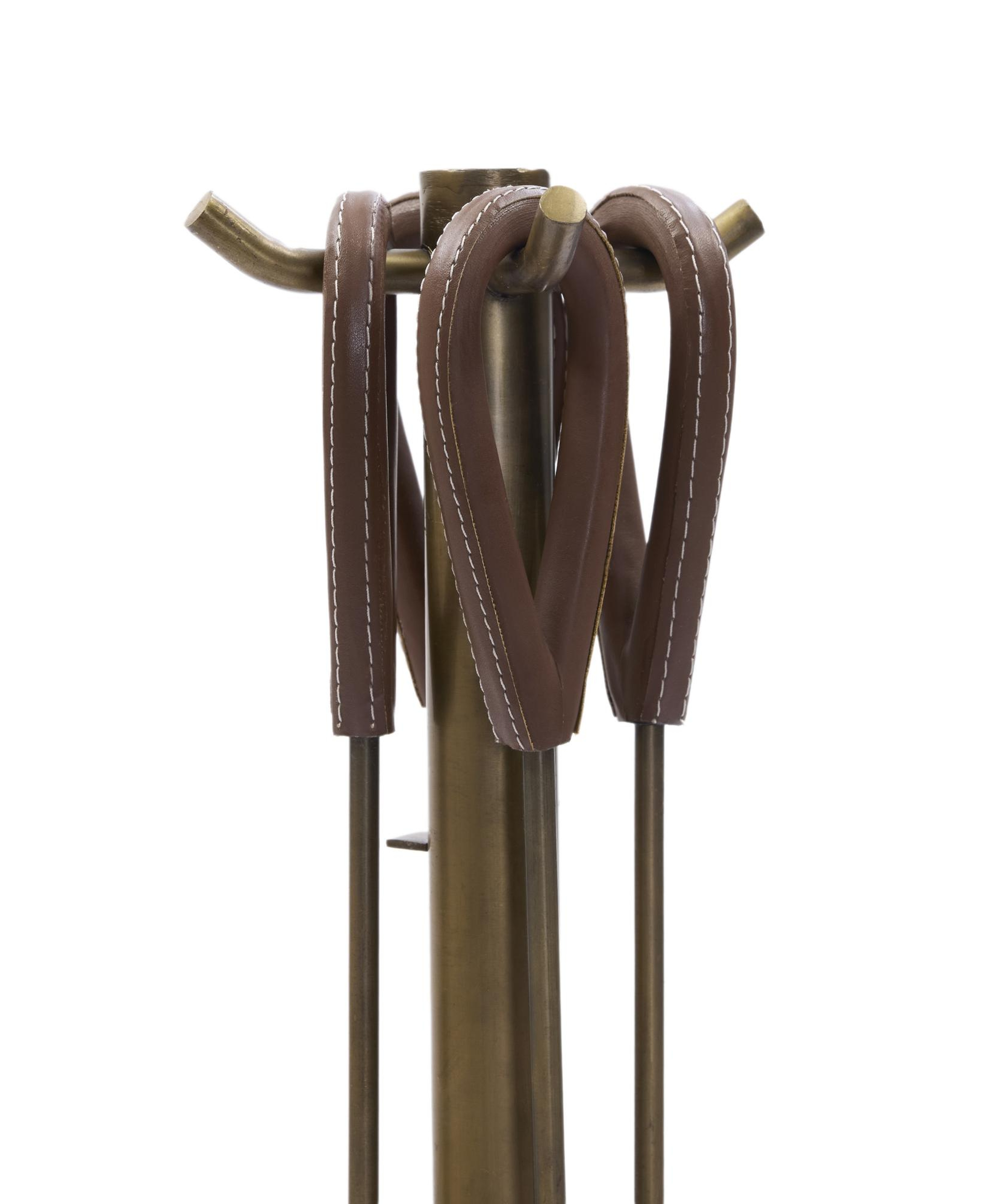 YARGICI Deri Detaylı Metal Şömine Aksesuarı(17x17x60 Cm)