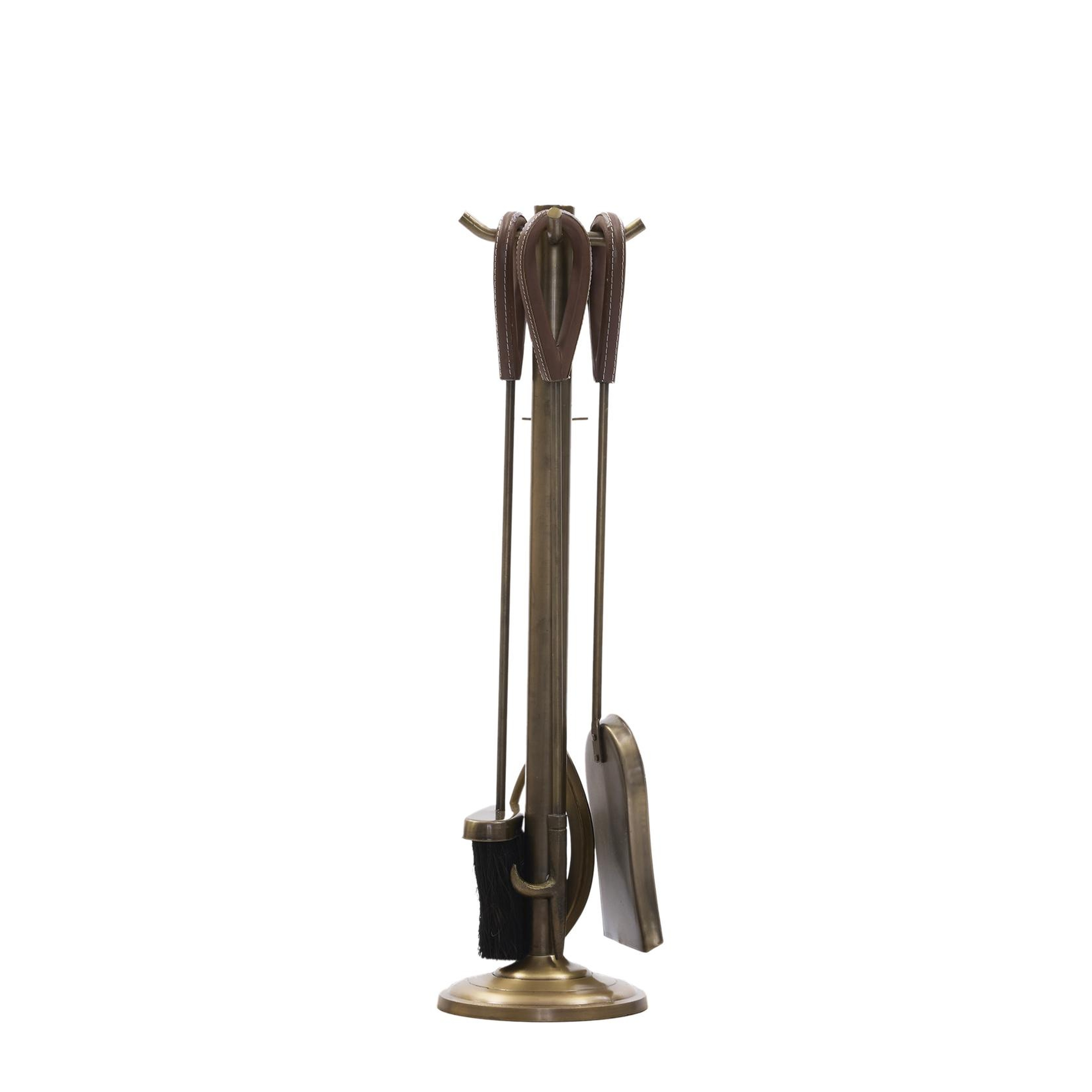 YARGICI Deri Detaylı Metal Şömine Aksesuarı(17x17x60 Cm)