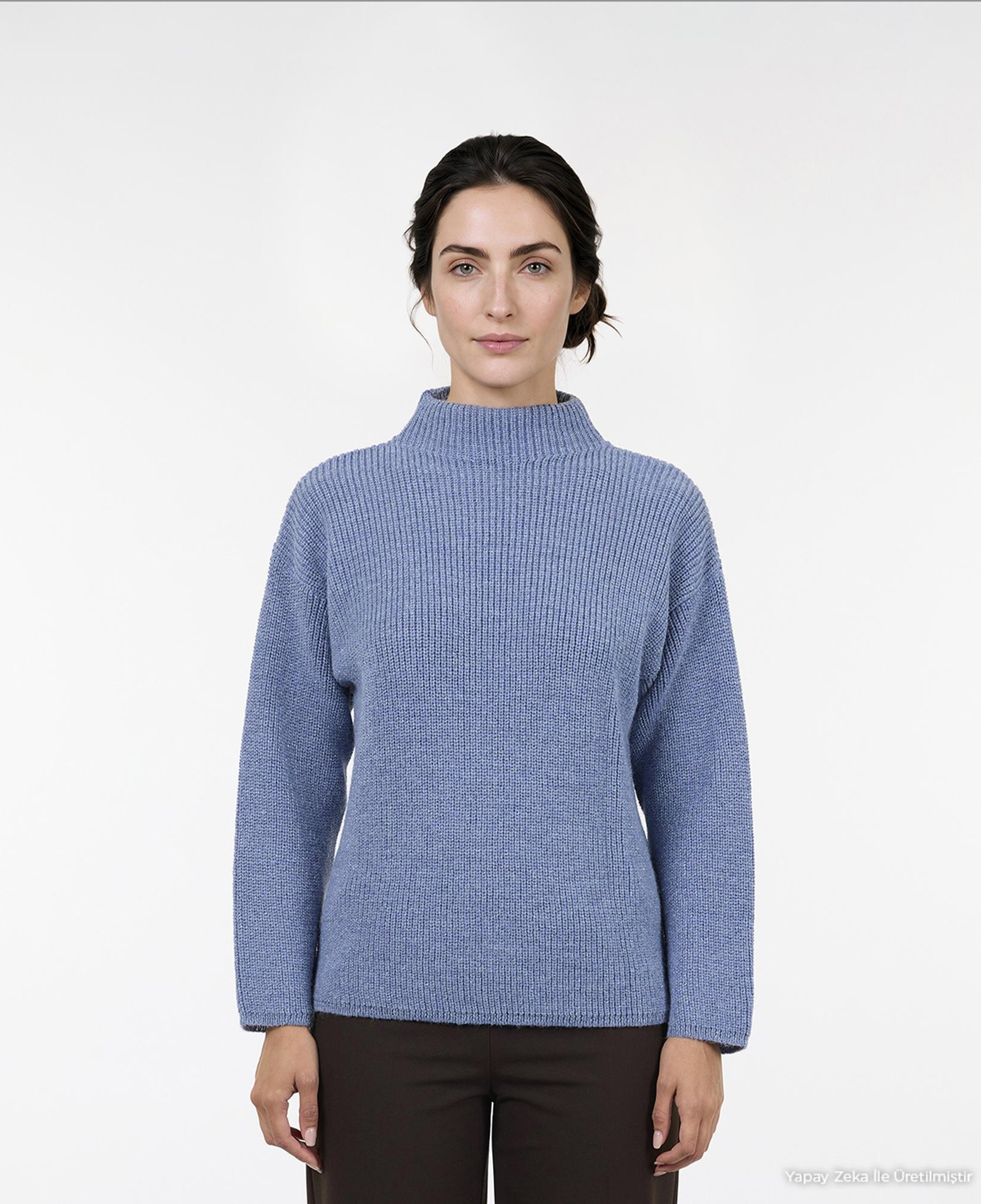 YARGICI Geniş Bisiklet Yaka Uzun Kol Kazak