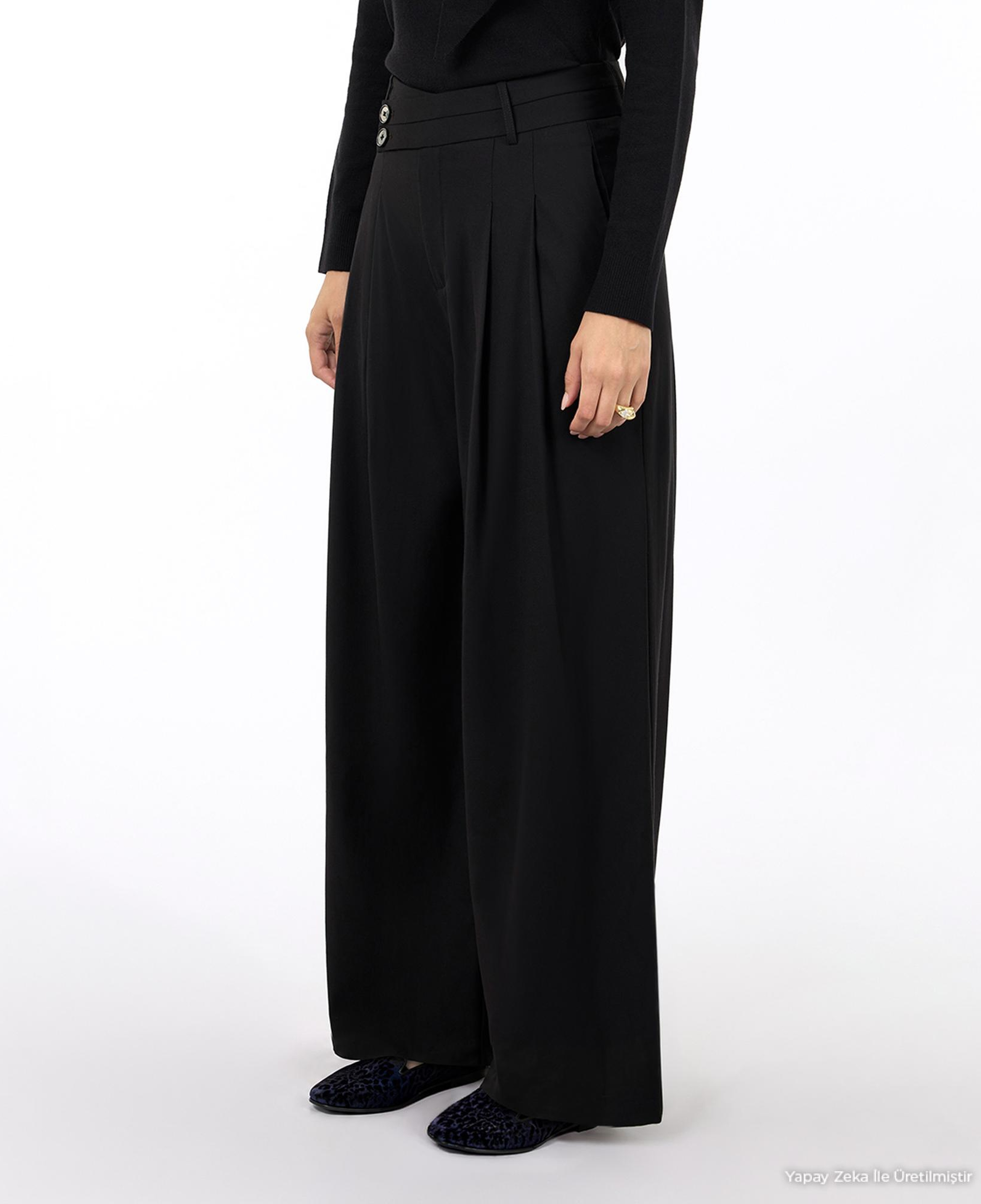 YARGICI Kemer Detaylı Wide Leg Yüksek Bel Pantolon