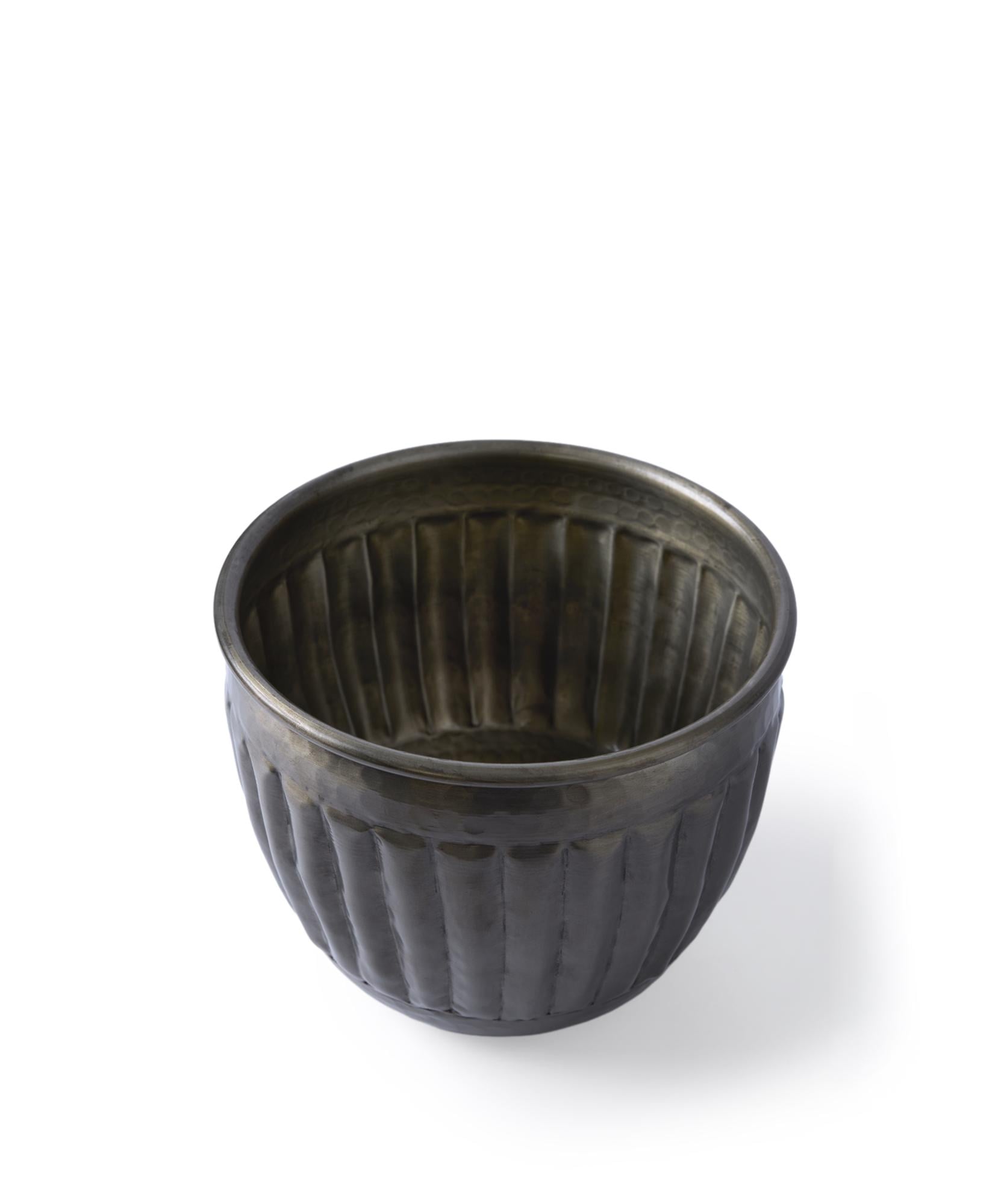 YARGICI Kabartmalı Formlu Metal Saksı(20x18 Cm)