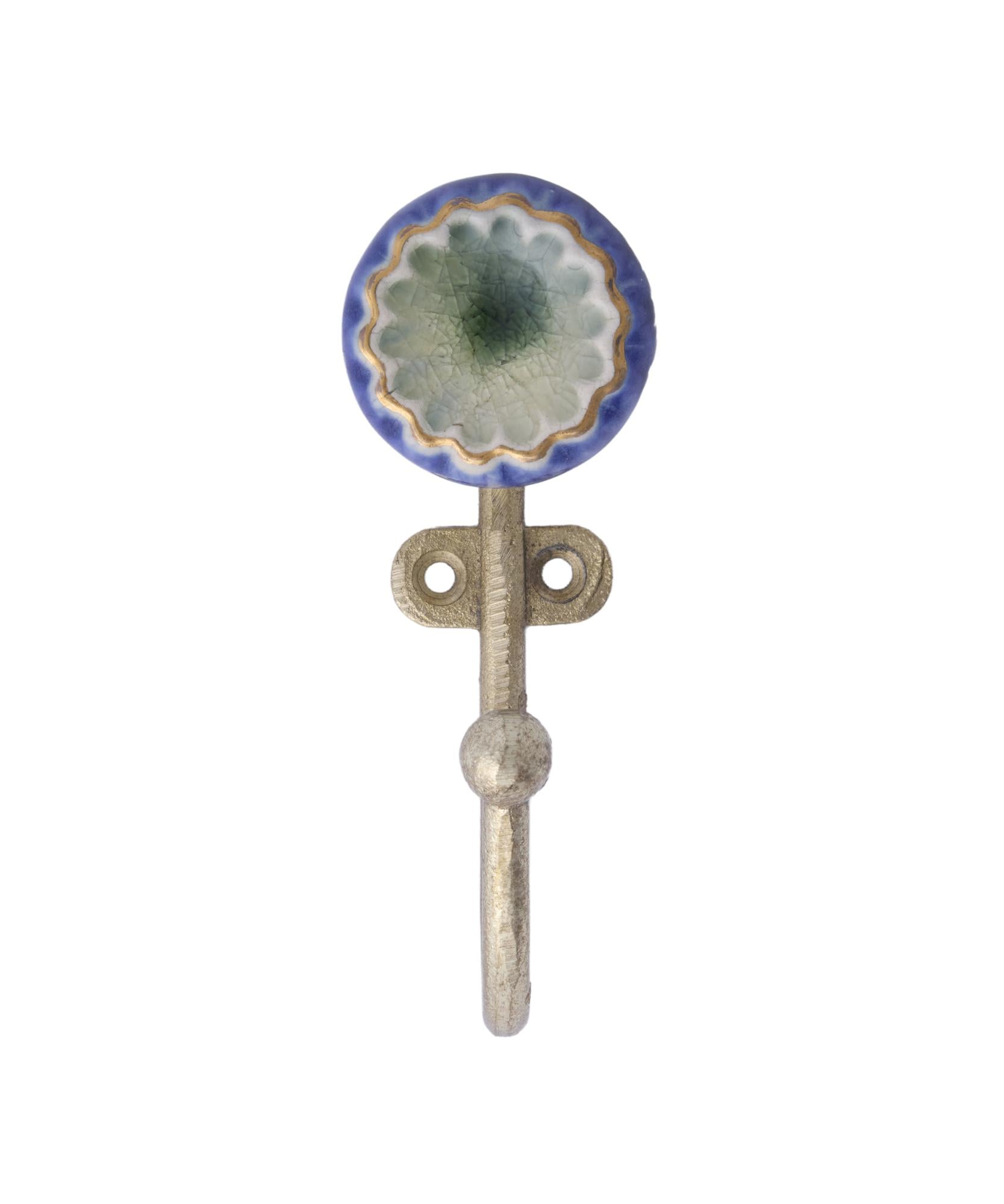 YARGICI Seramik Detaylı Metal Dekoratif Askı(13x5 Cm)