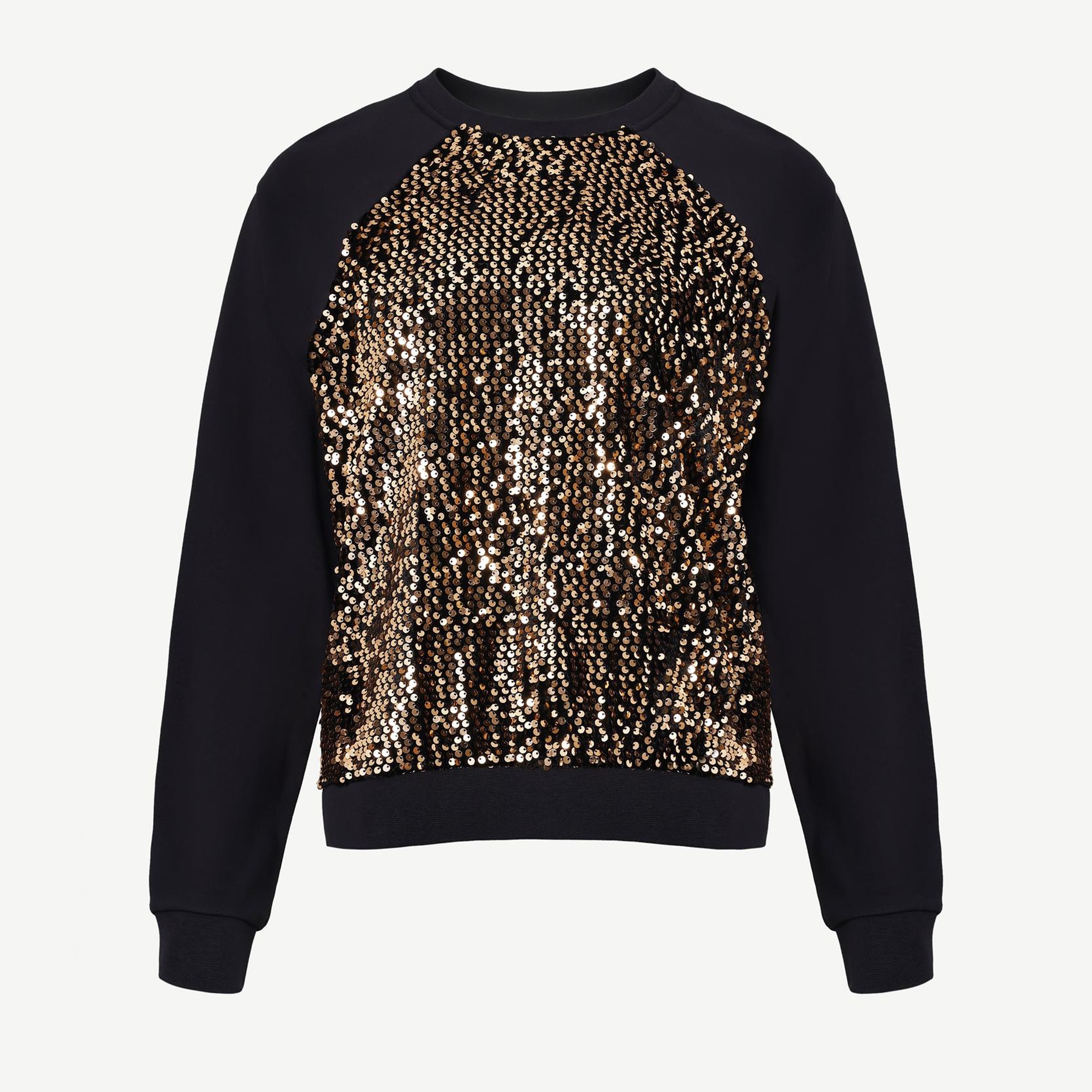 YARGICI Payetli Bisiklet Yaka Reglan Kol Sweatshirt