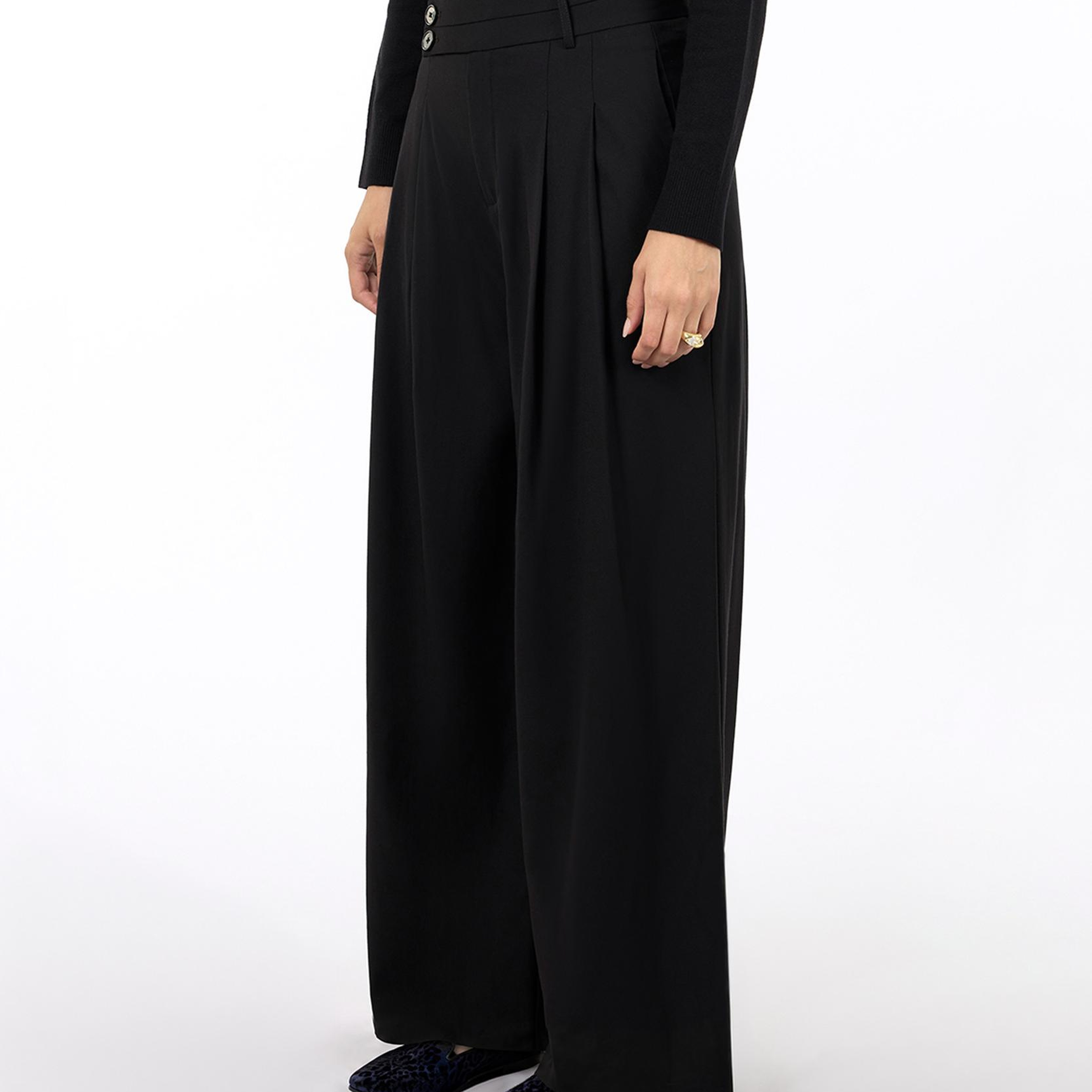 YARGICI Kemer Detaylı Wide Leg Yüksek Bel Pantolon