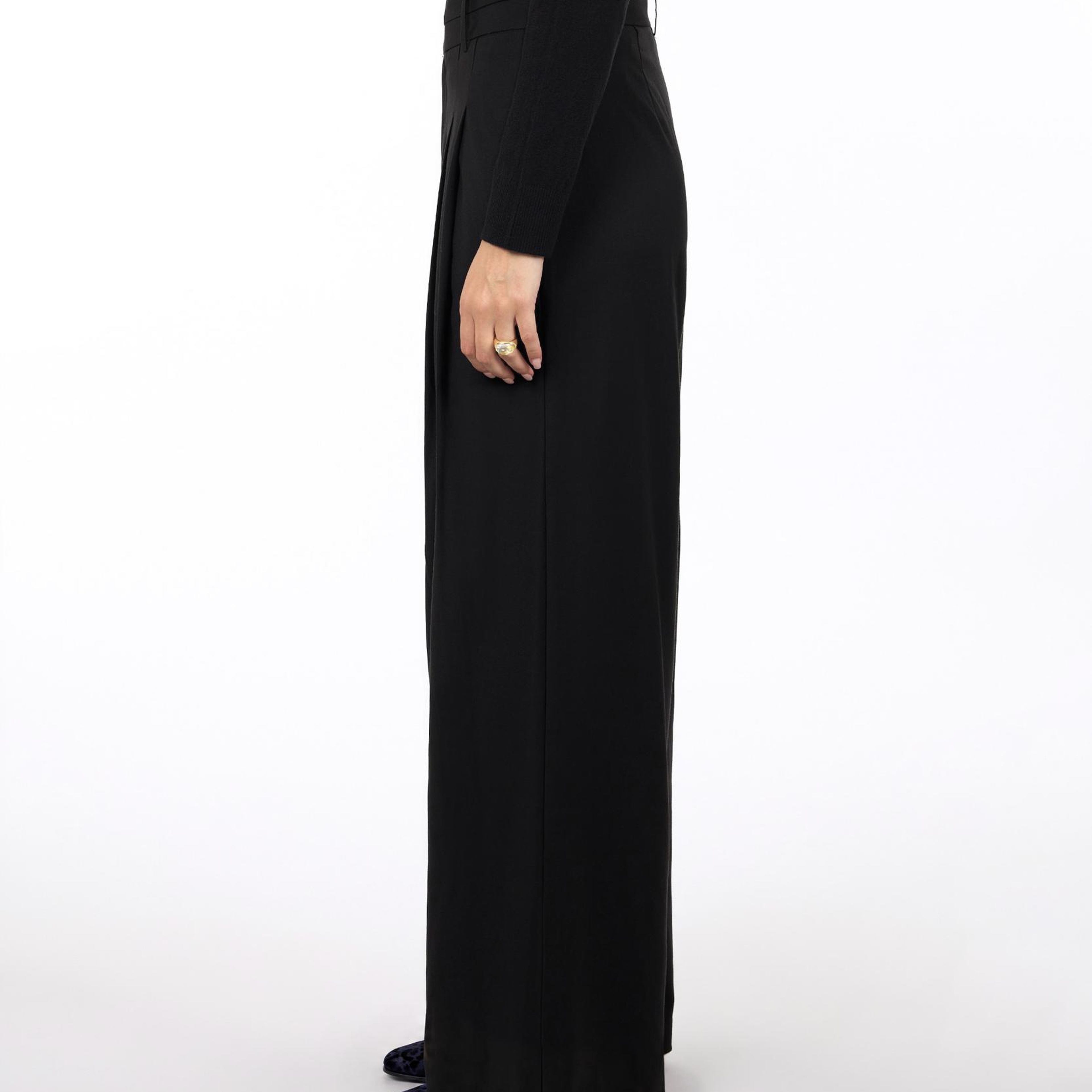 YARGICI Kemer Detaylı Wide Leg Yüksek Bel Pantolon