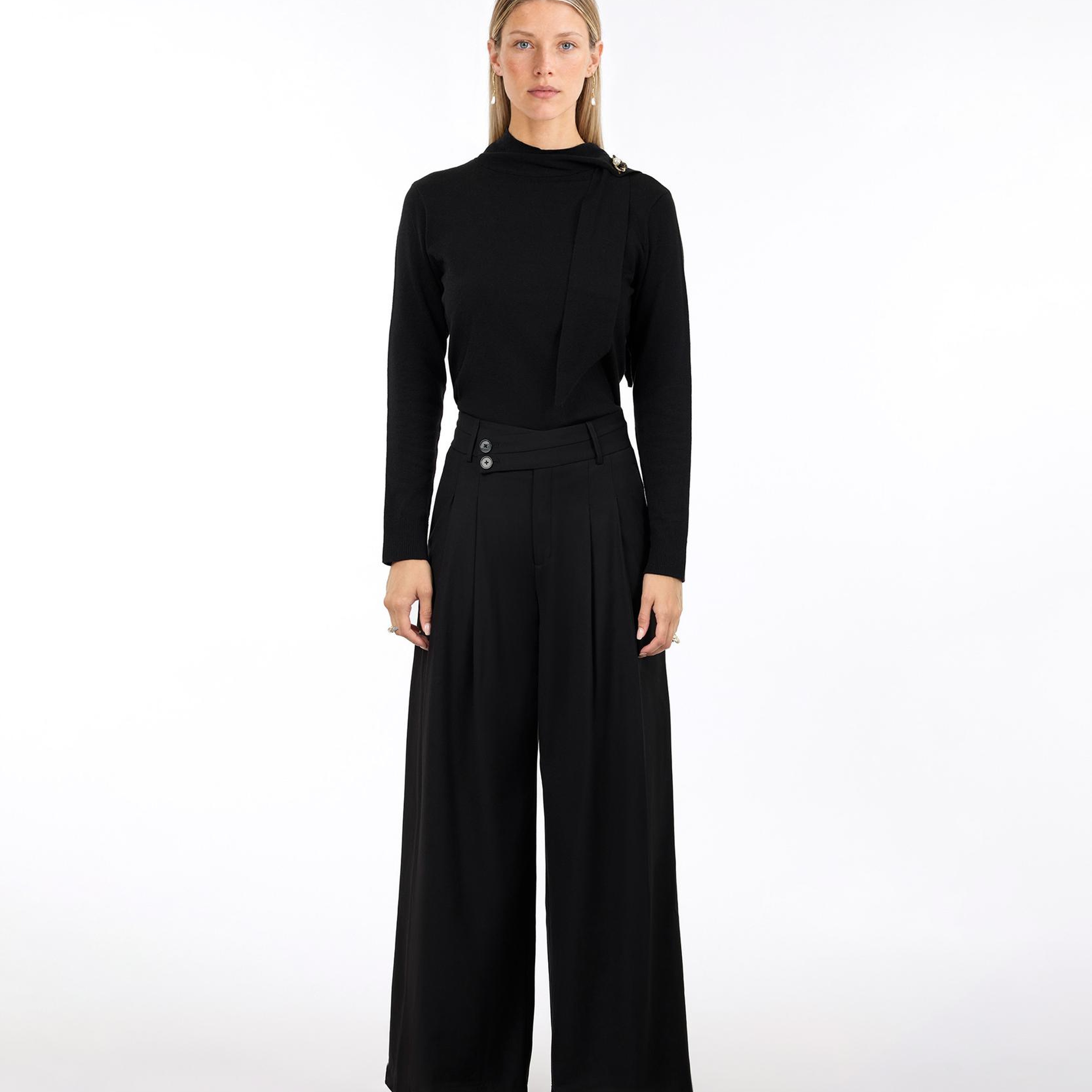 YARGICI Kemer Detaylı Wide Leg Yüksek Bel Pantolon