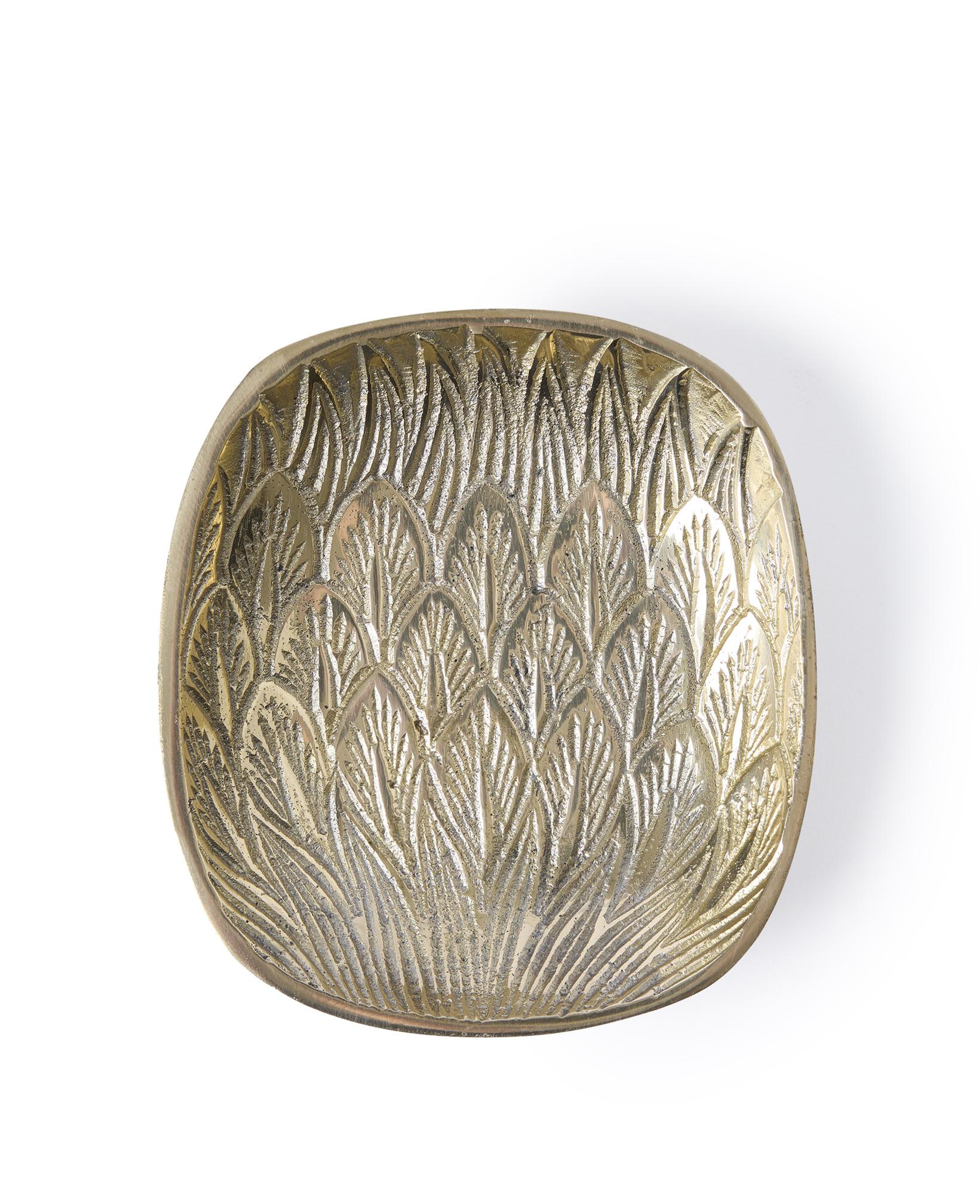 YARGICI Yaprak Formlu Metal Dekoratif Kase(10x11x2 Cm)