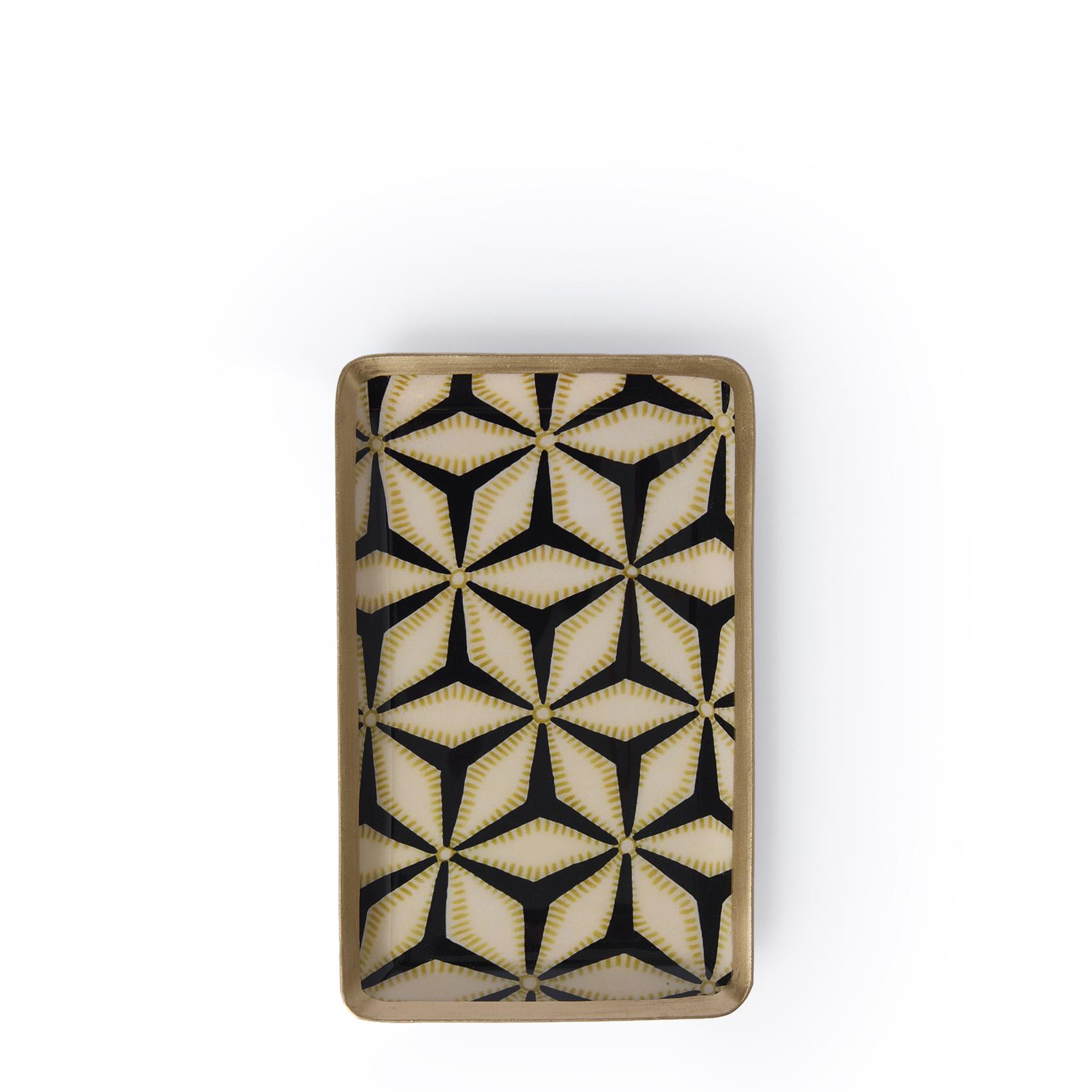 YARGICI Geometrik Desenli Alüminyum Dikdörtgen Tepsi(15x10x1 Cm)