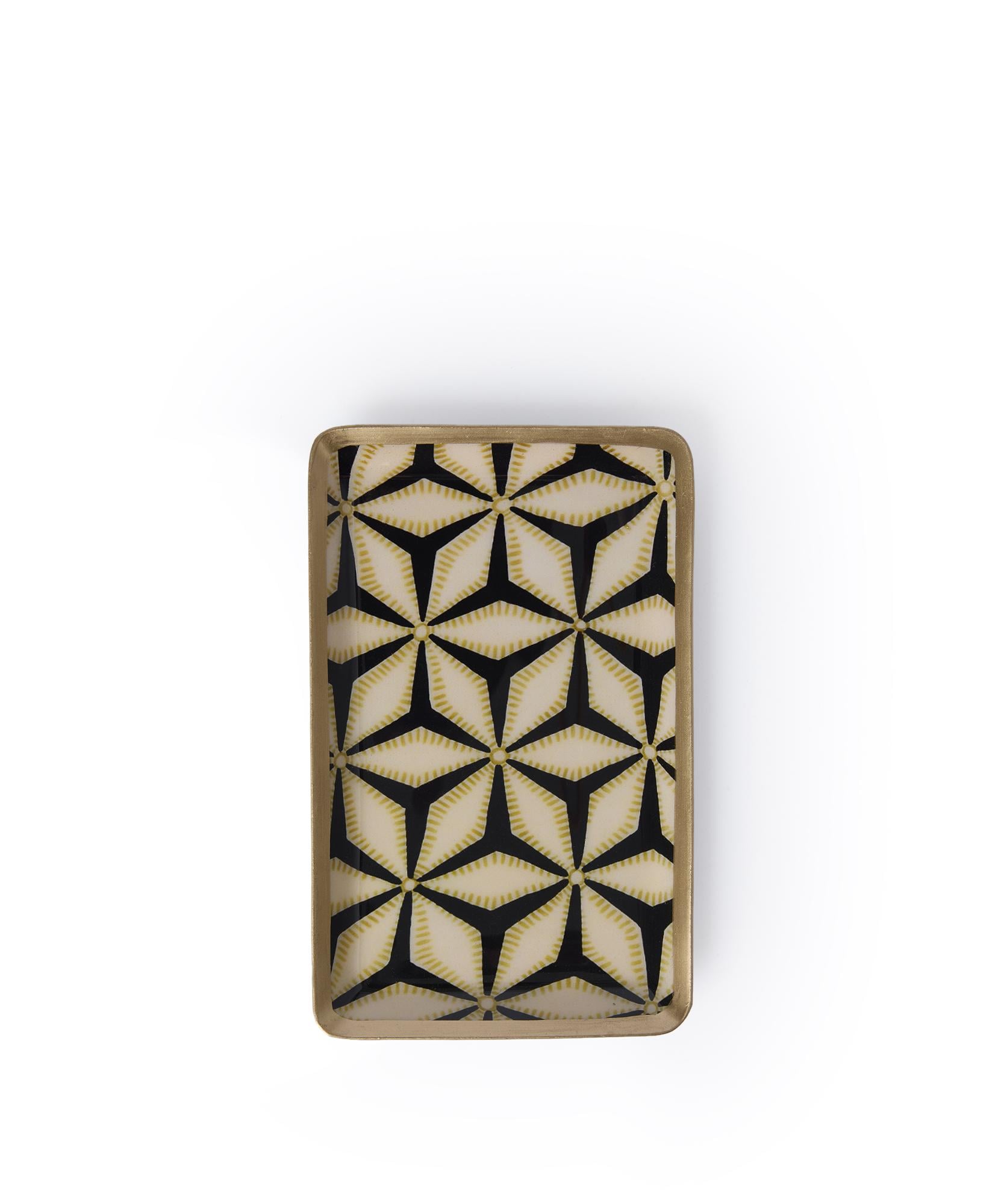 YARGICI Geometrik Desenli Alüminyum Dikdörtgen Tepsi(15x10x1 Cm)